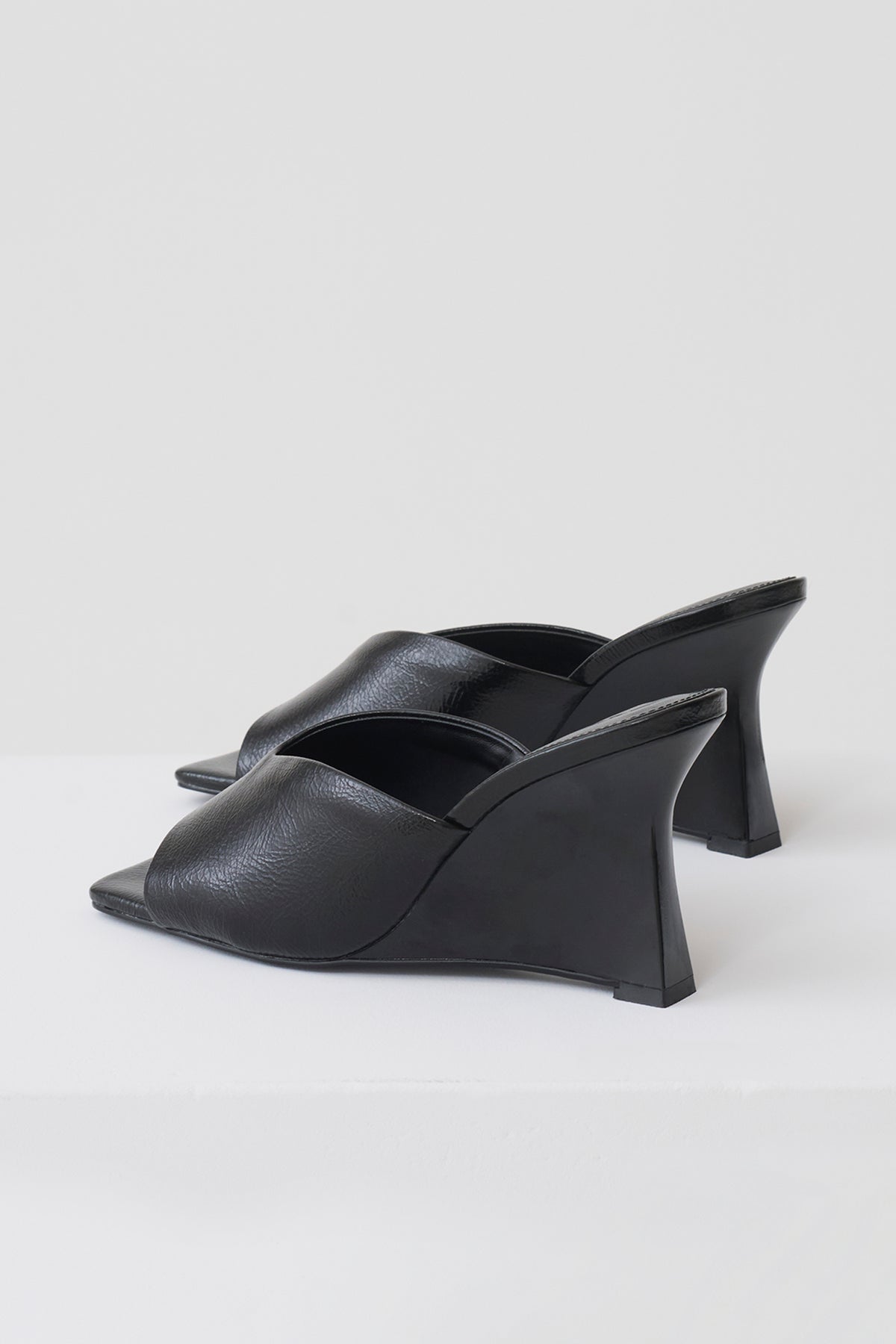 Jody Square Toe Wedge - Black Crinkle Pu #3