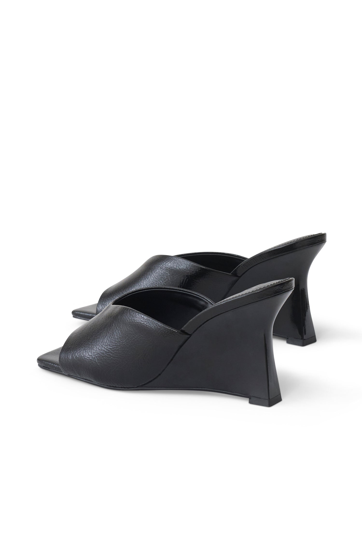 Jody Square Toe Wedge - Black Crinkle Pu #4