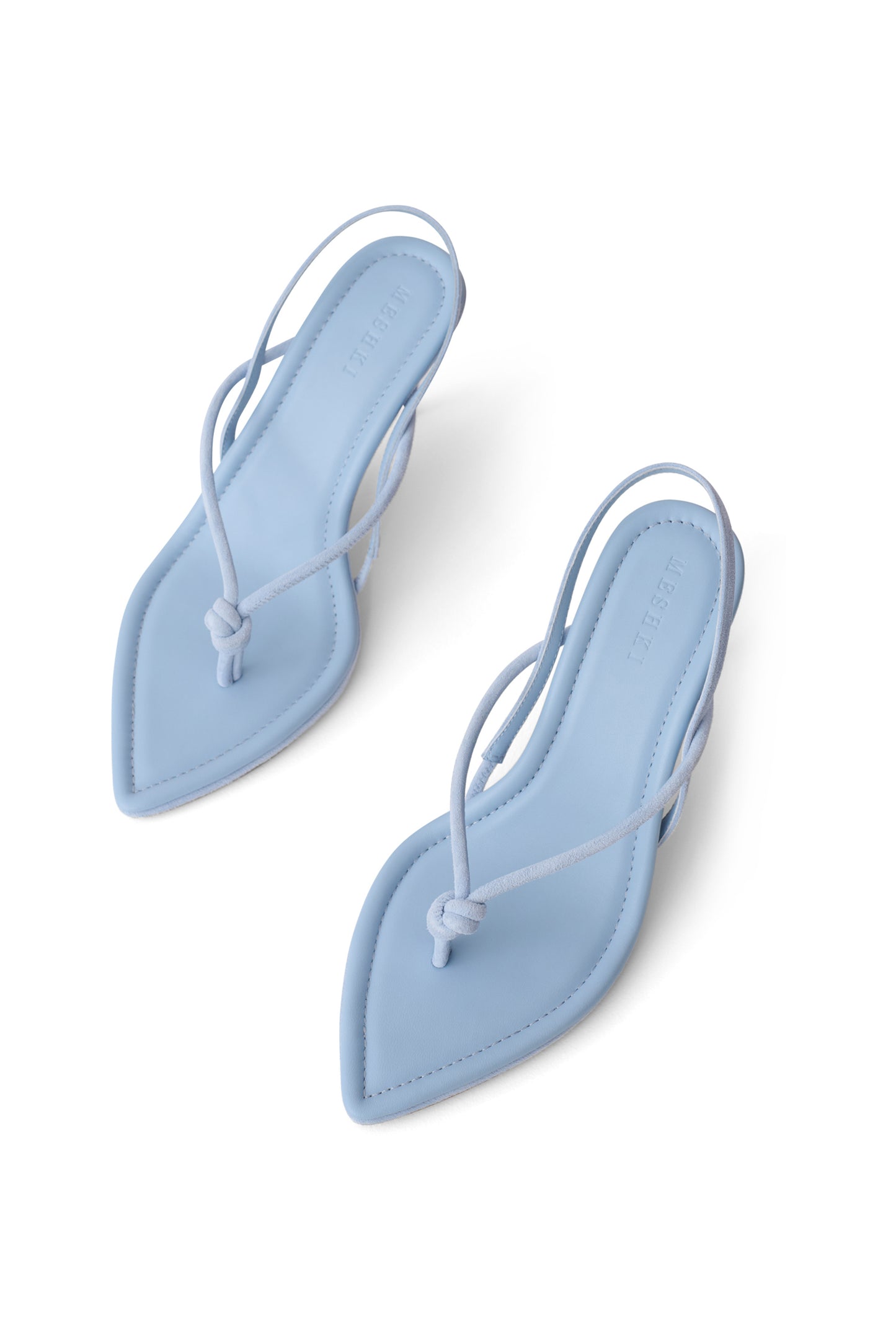 Nikkie Knot Sling Back Heel - Pale Blue Suede