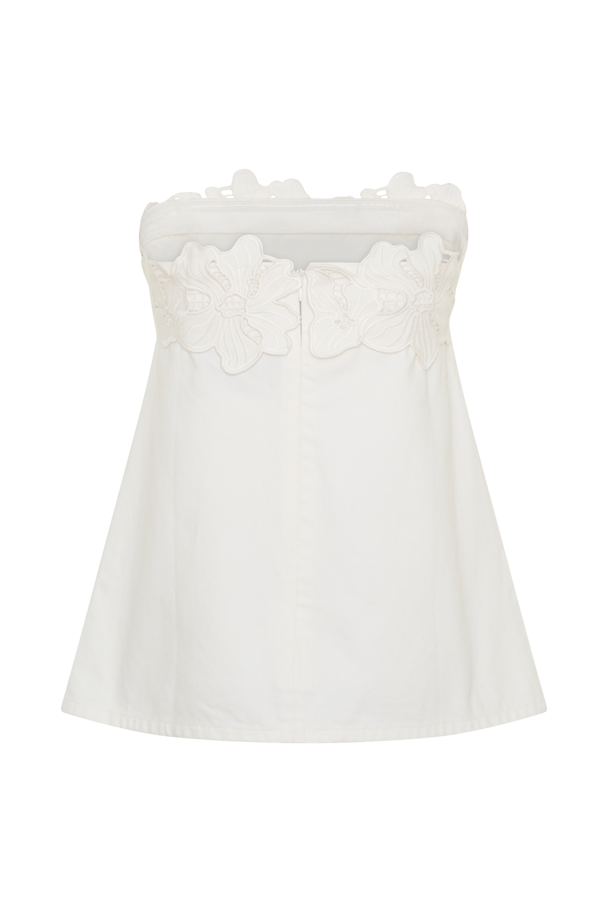 Anamarie Denim Floral Strapless Top - White