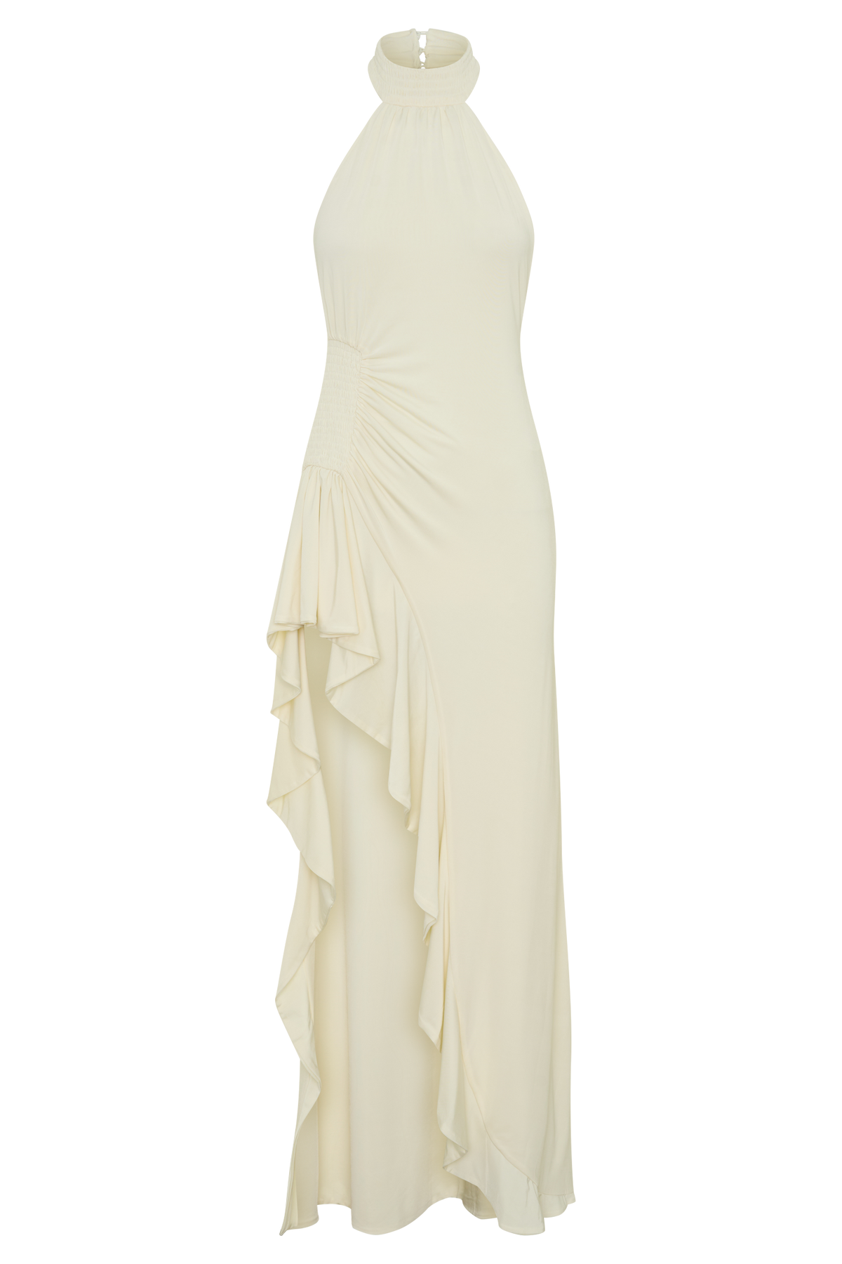 Andaluz High Neck Side Split Dress - Ivory #8