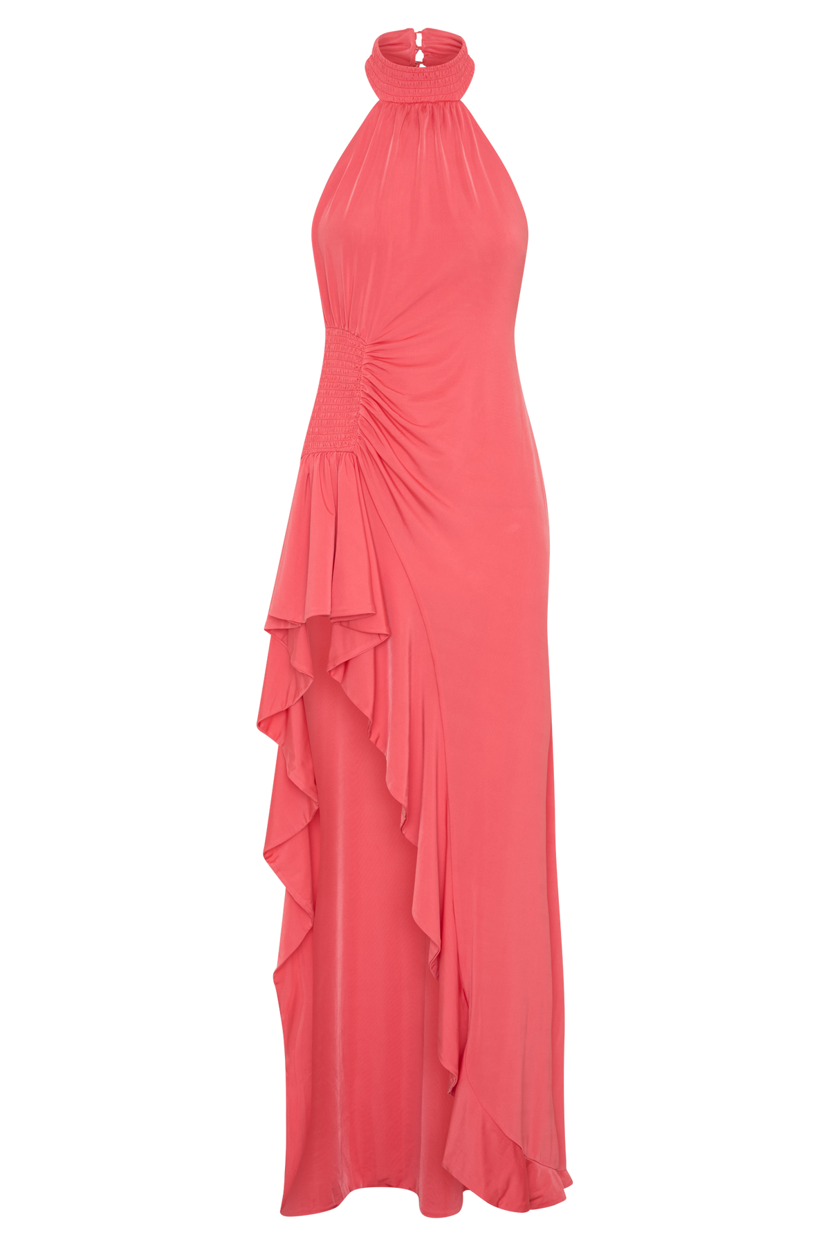 Andaluz High Neck Side Split Dress - Pink Peach #9