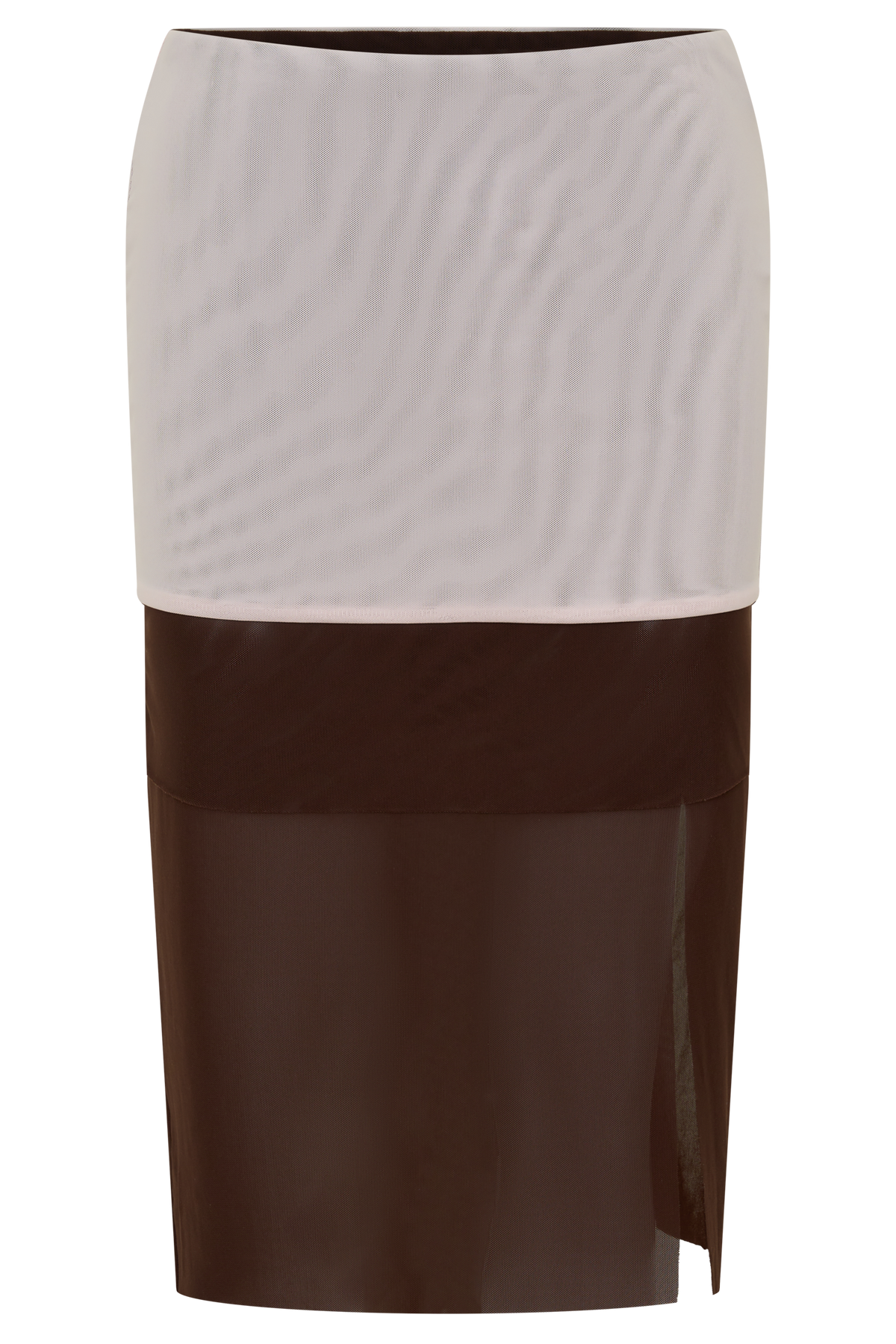 Arielle Mesh Layered Midi Skirt - Blush Pink/Chocolate