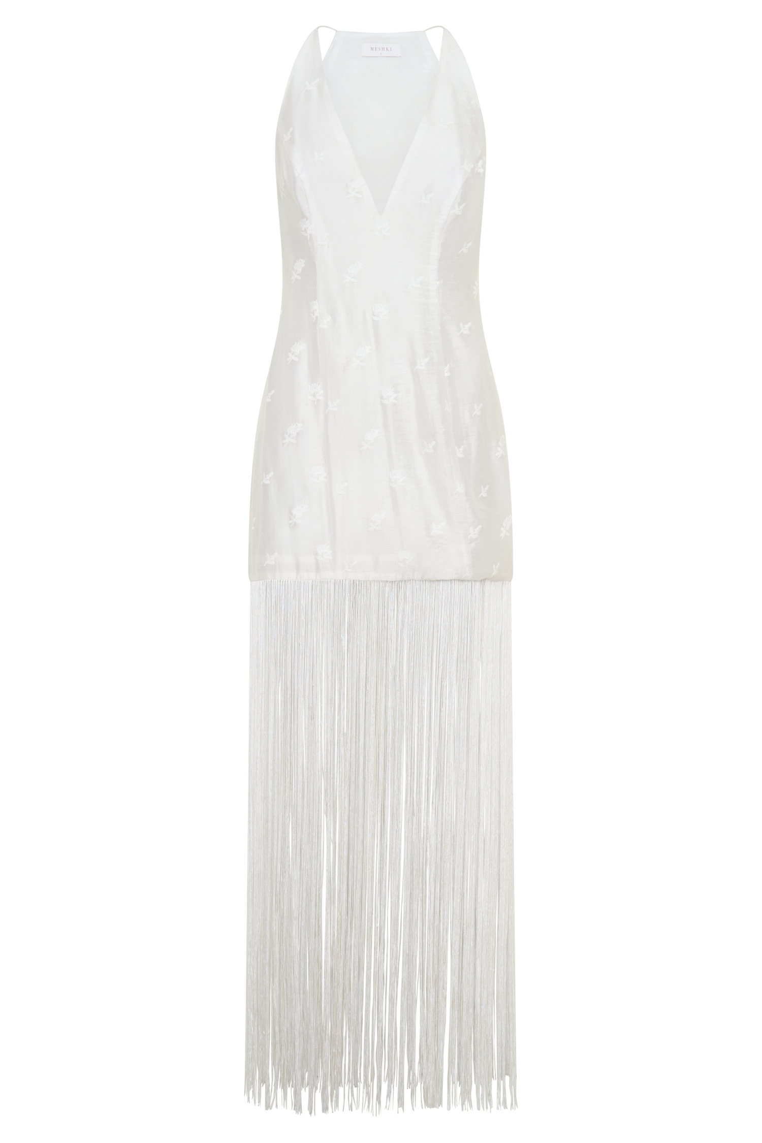 Abigail V Neck Fringe Maxi Dress - White #7