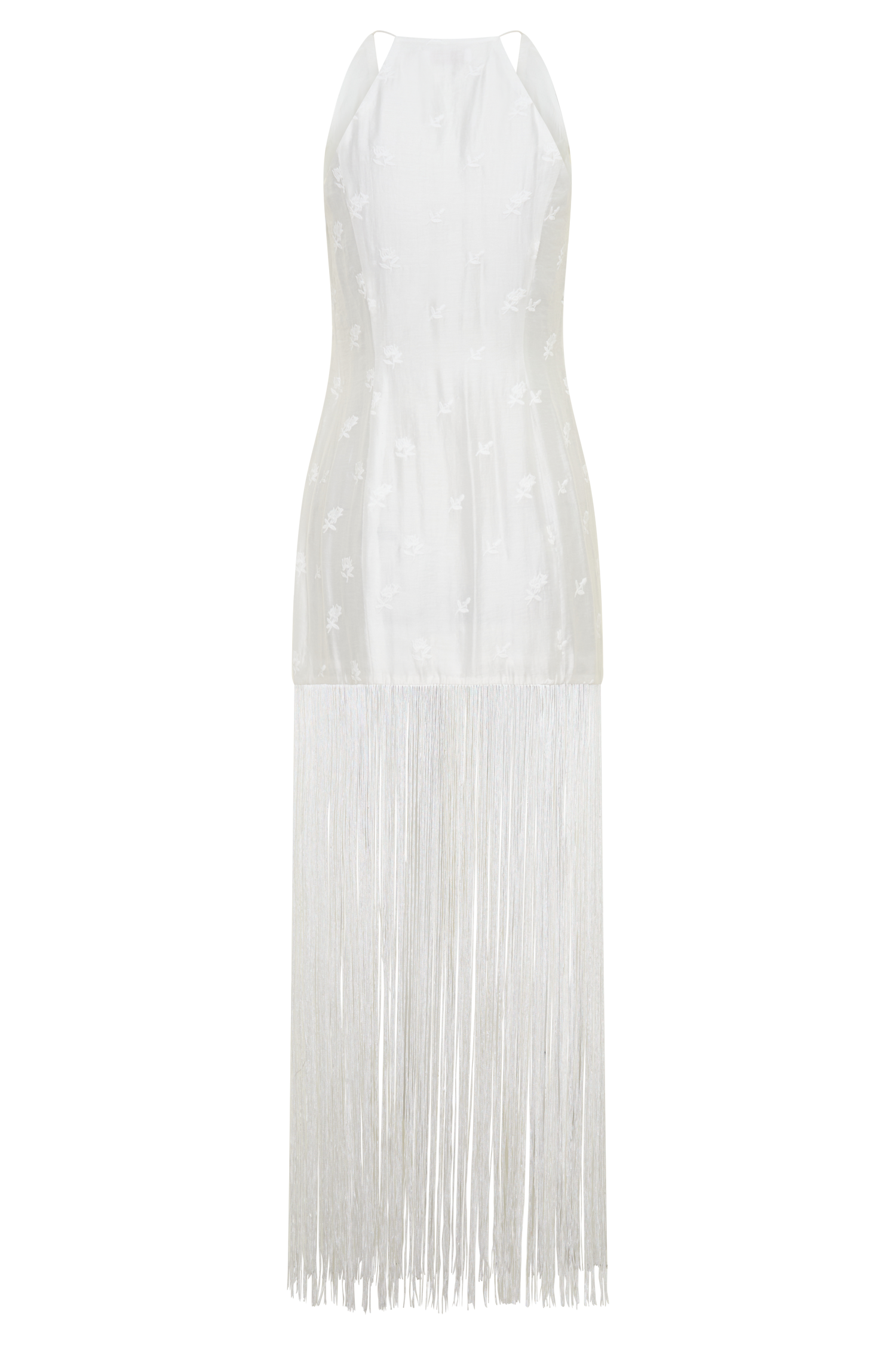 Abigail V Neck Fringe Maxi Dress - White #6