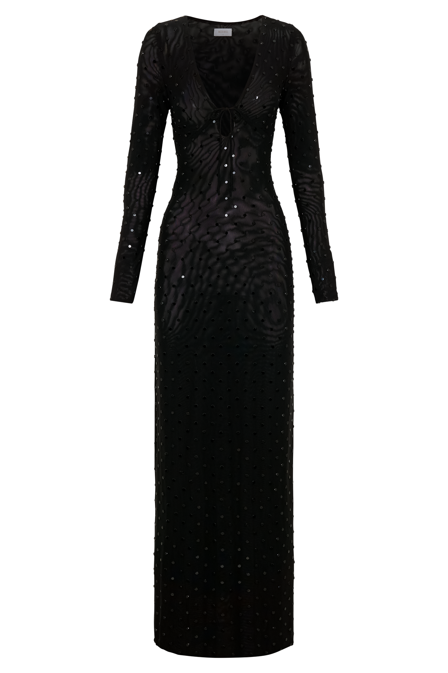 Acadia Diamante Long Sleeve Maxi Dress - Black #11