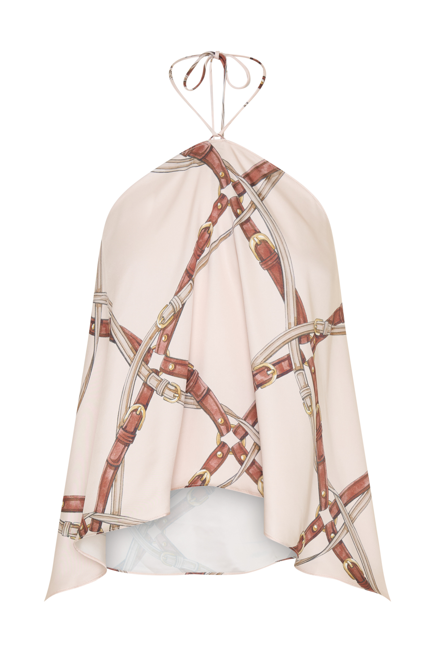 Adelaide Draped Satin Halter Top - Chain Print #9