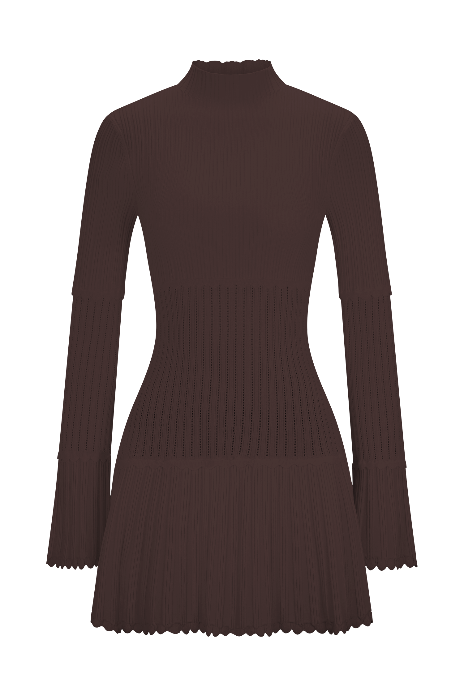 Adena Pointelle Knit Mini Dress - Chocolate #11