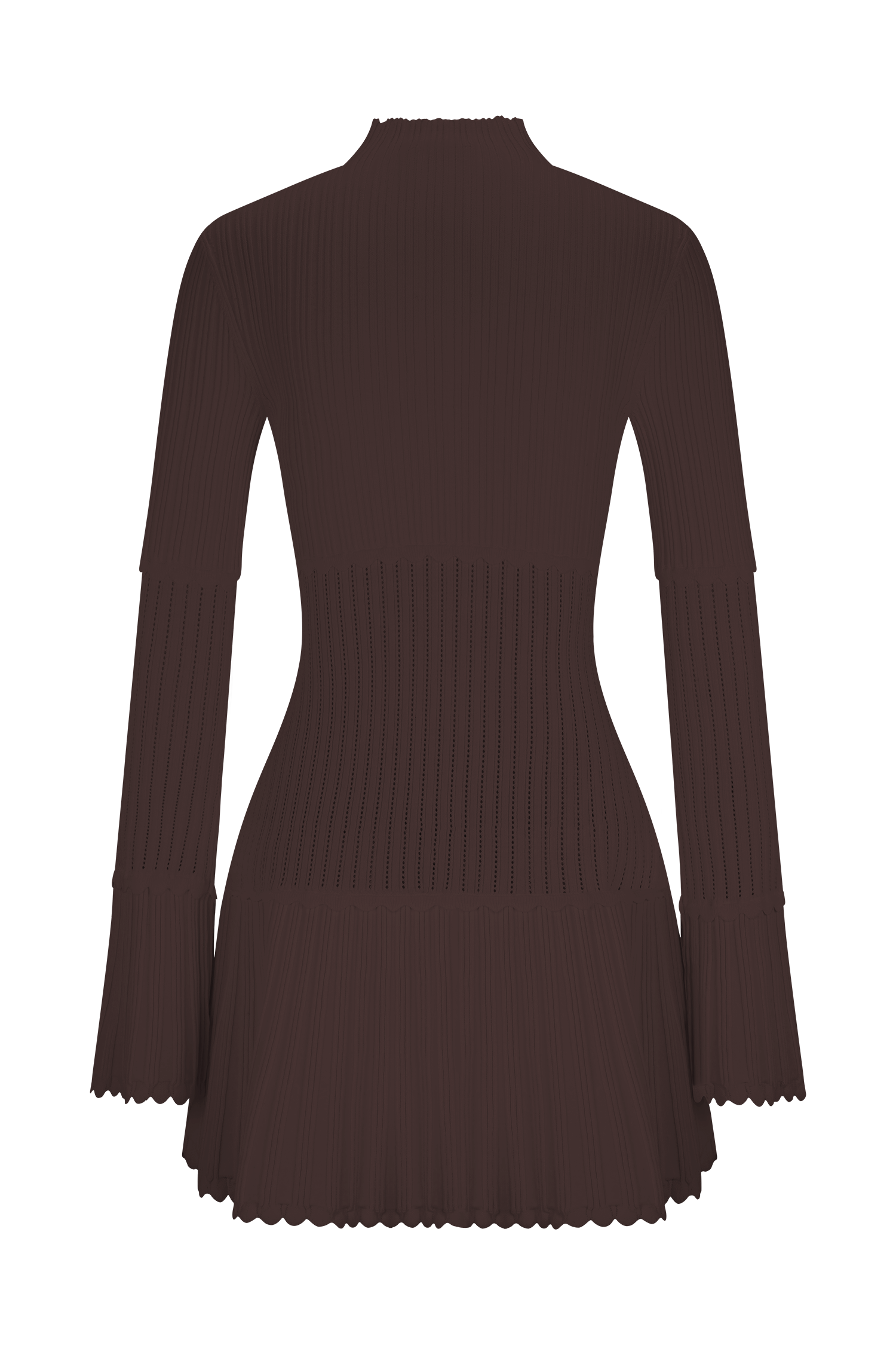 Adena Pointelle Knit Mini Dress - Chocolate #10