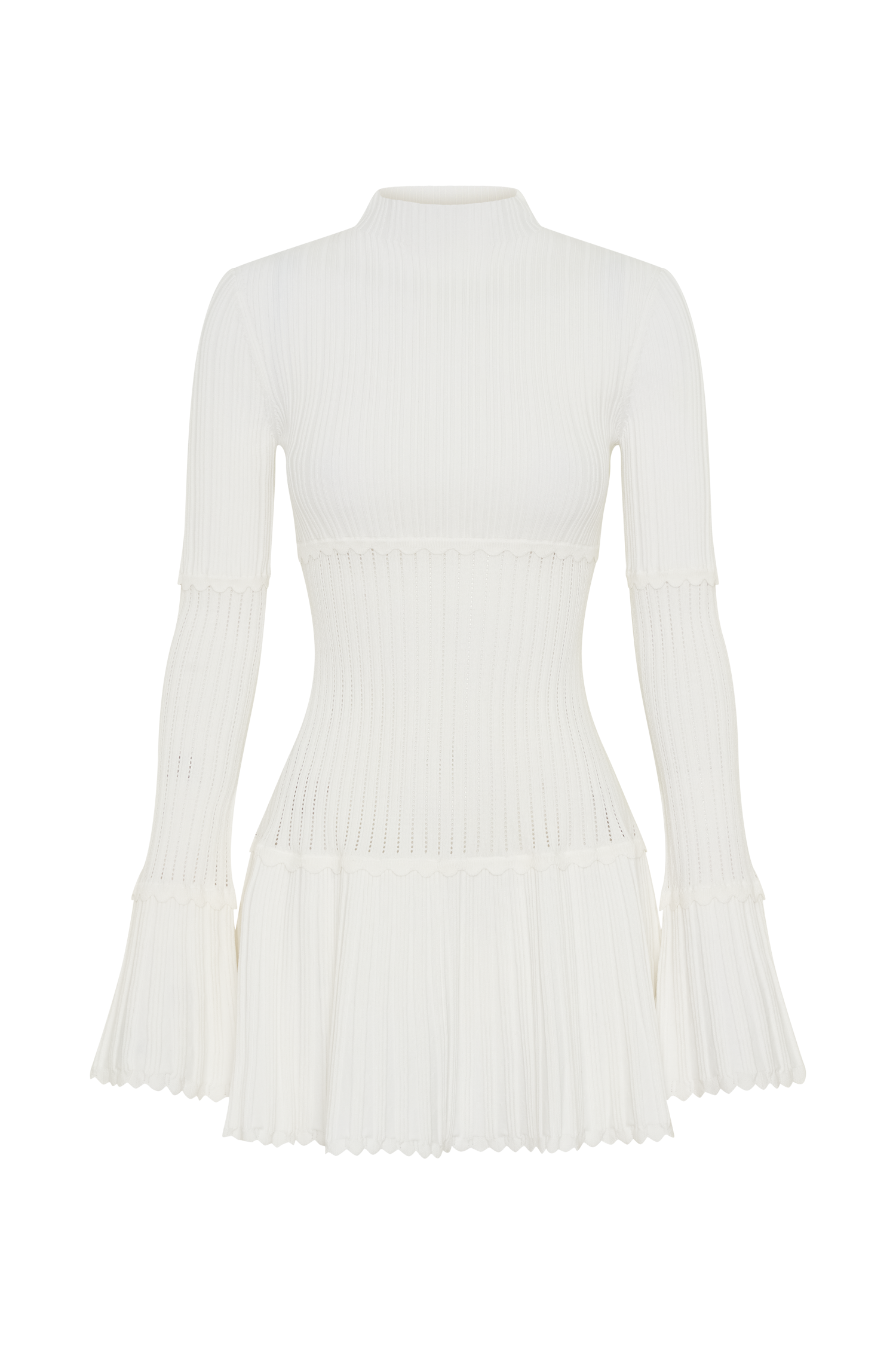Adena Pointelle Knit Mini Dress - Ivory #9