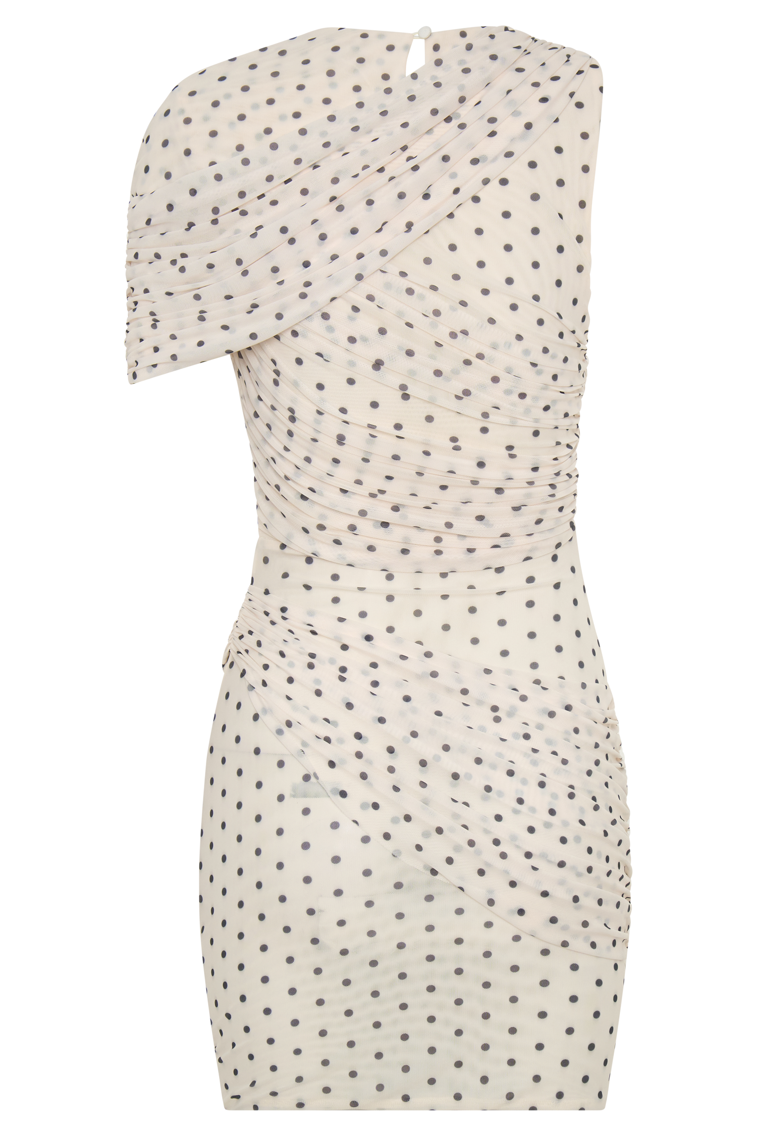 Adrienne One Shoulder Mesh Mini Dress - Polka Dot #10