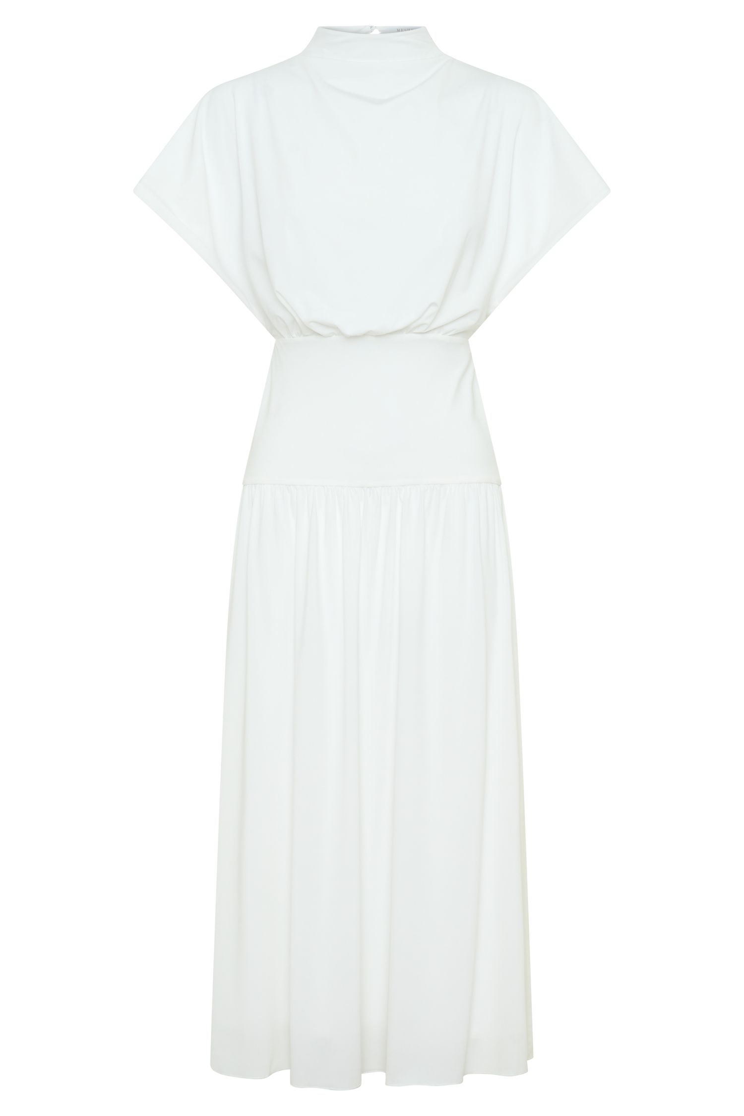 Ailla High Neck Cowl Midi Dress - White #7