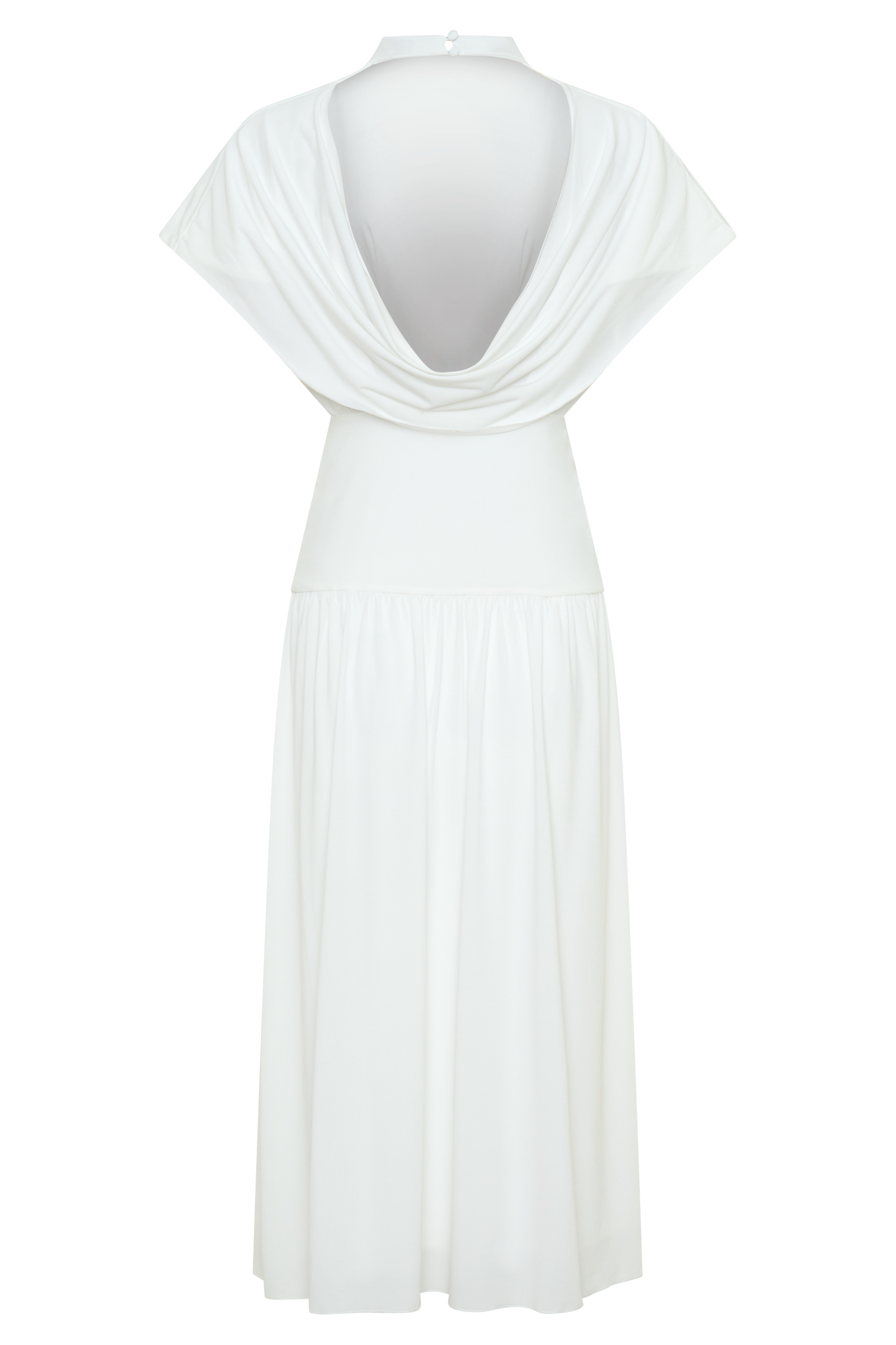 Ailla High Neck Cowl Midi Dress - White #6
