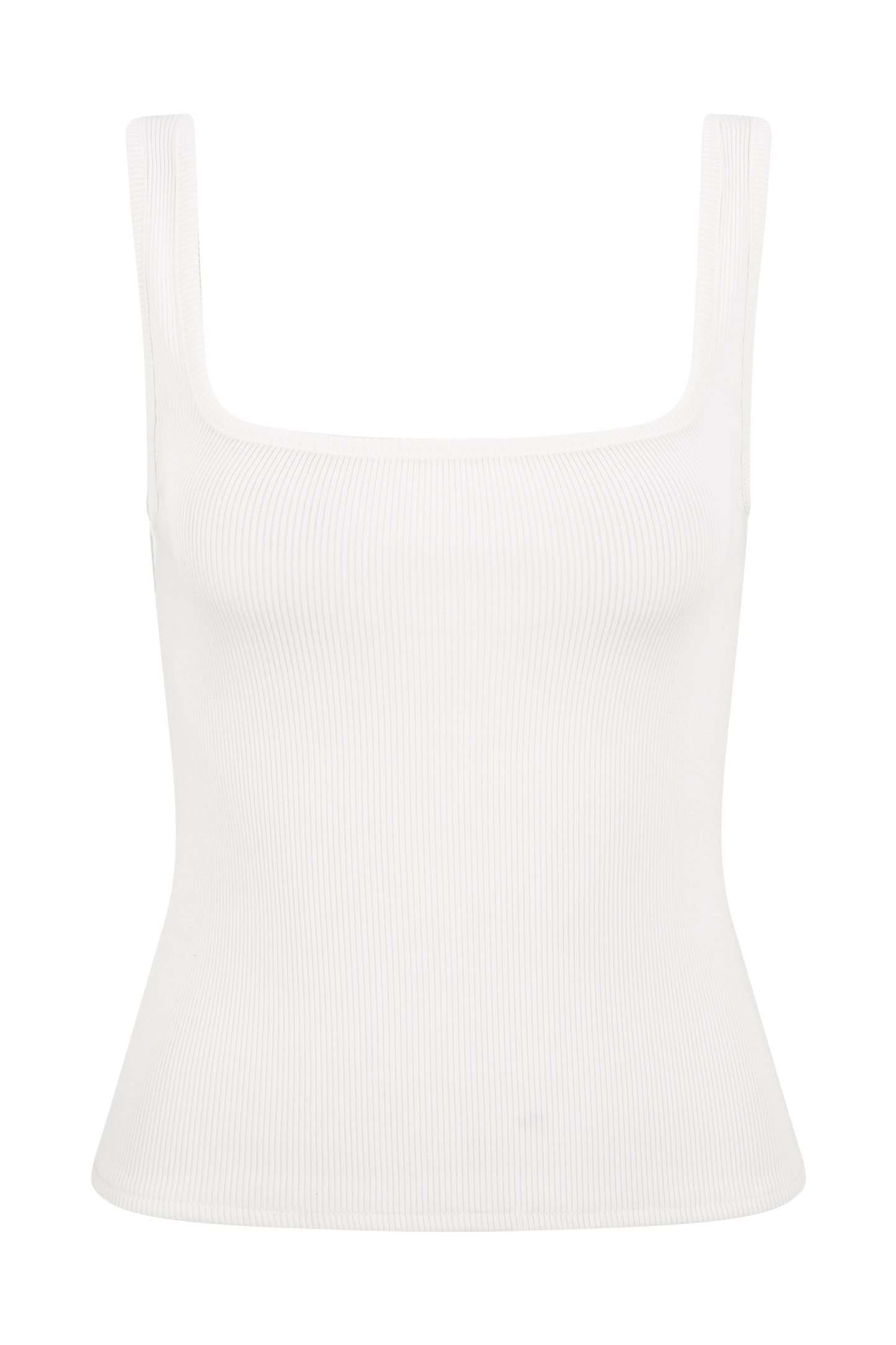 Aisling Ribbed Square Neck Sleeveless Top - Ivory