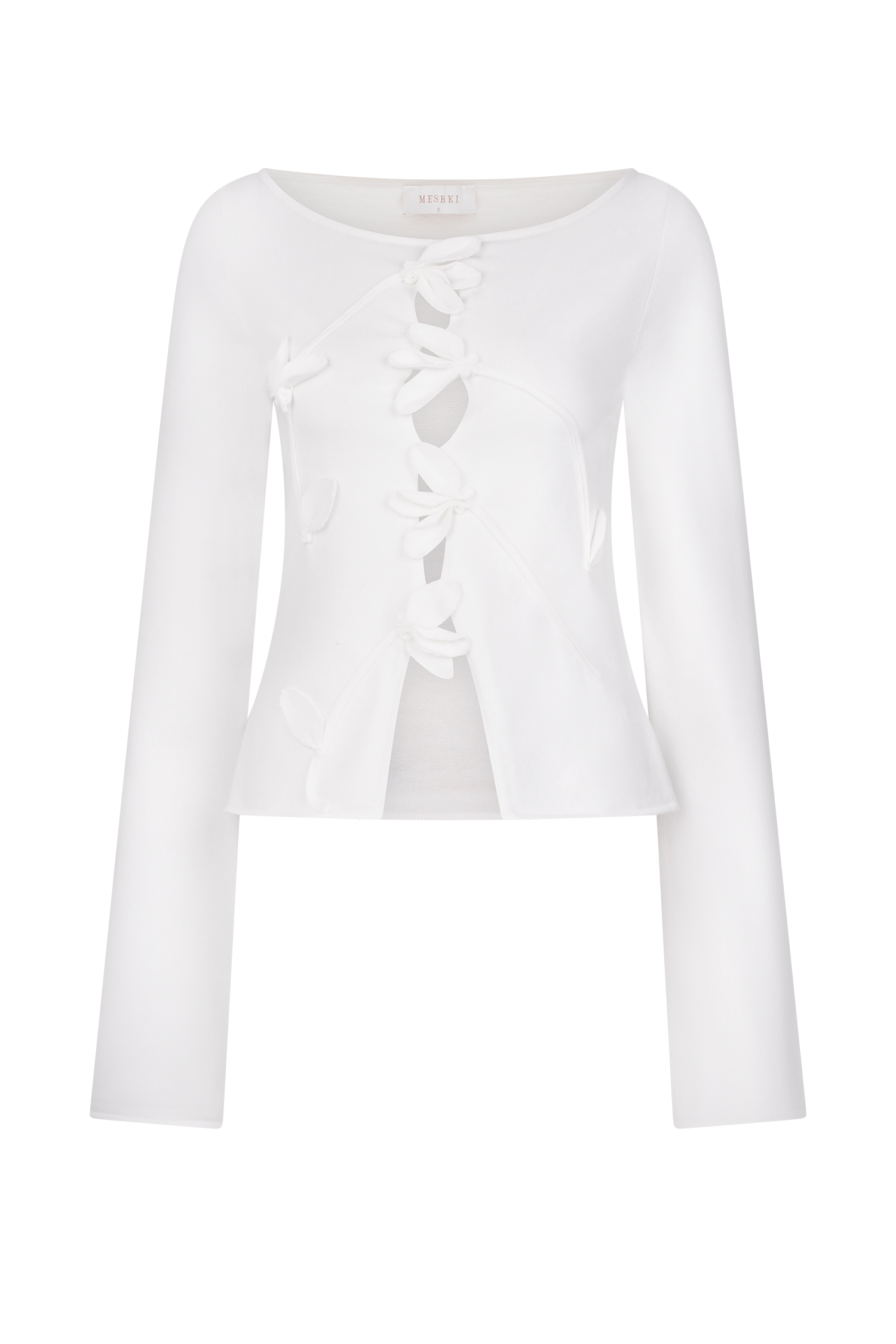 Alejandra Floral Long Sleeve Knit Top - White #9
