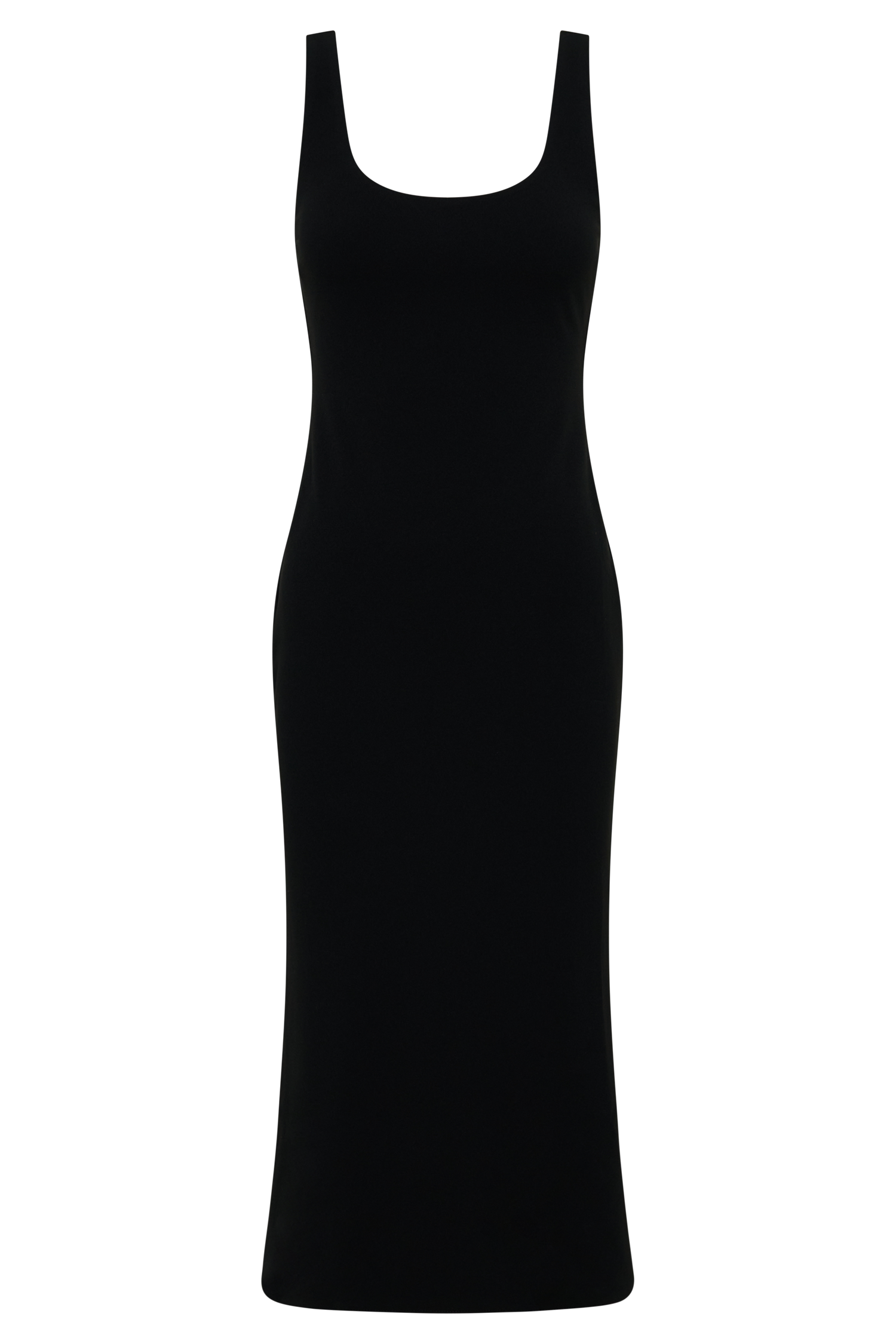 Allyra Scoop Stretch Crepe Midi Dress - Black #7