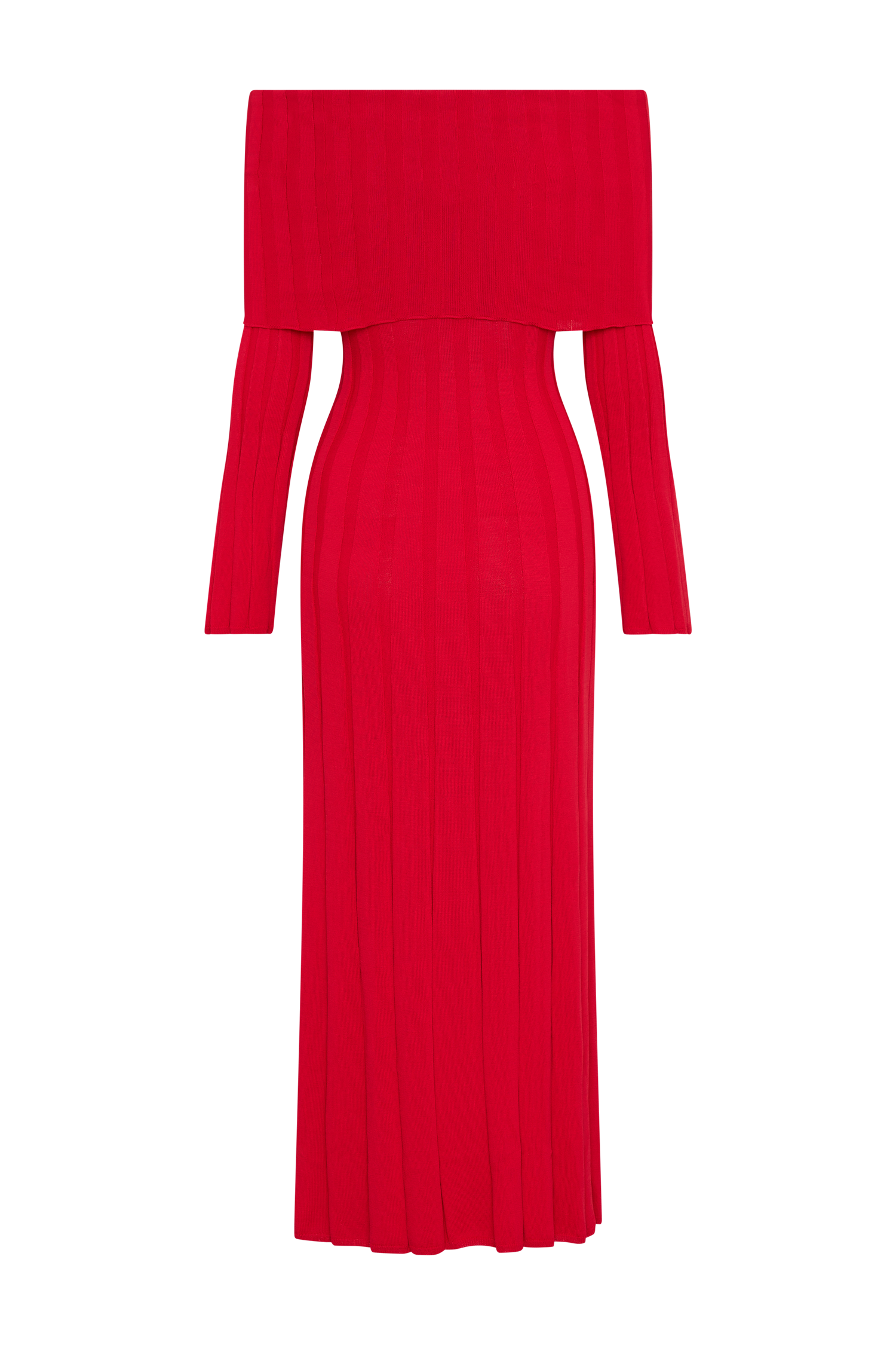 Alonza Long Sleeve Knit Midi Dress Red MESHKI