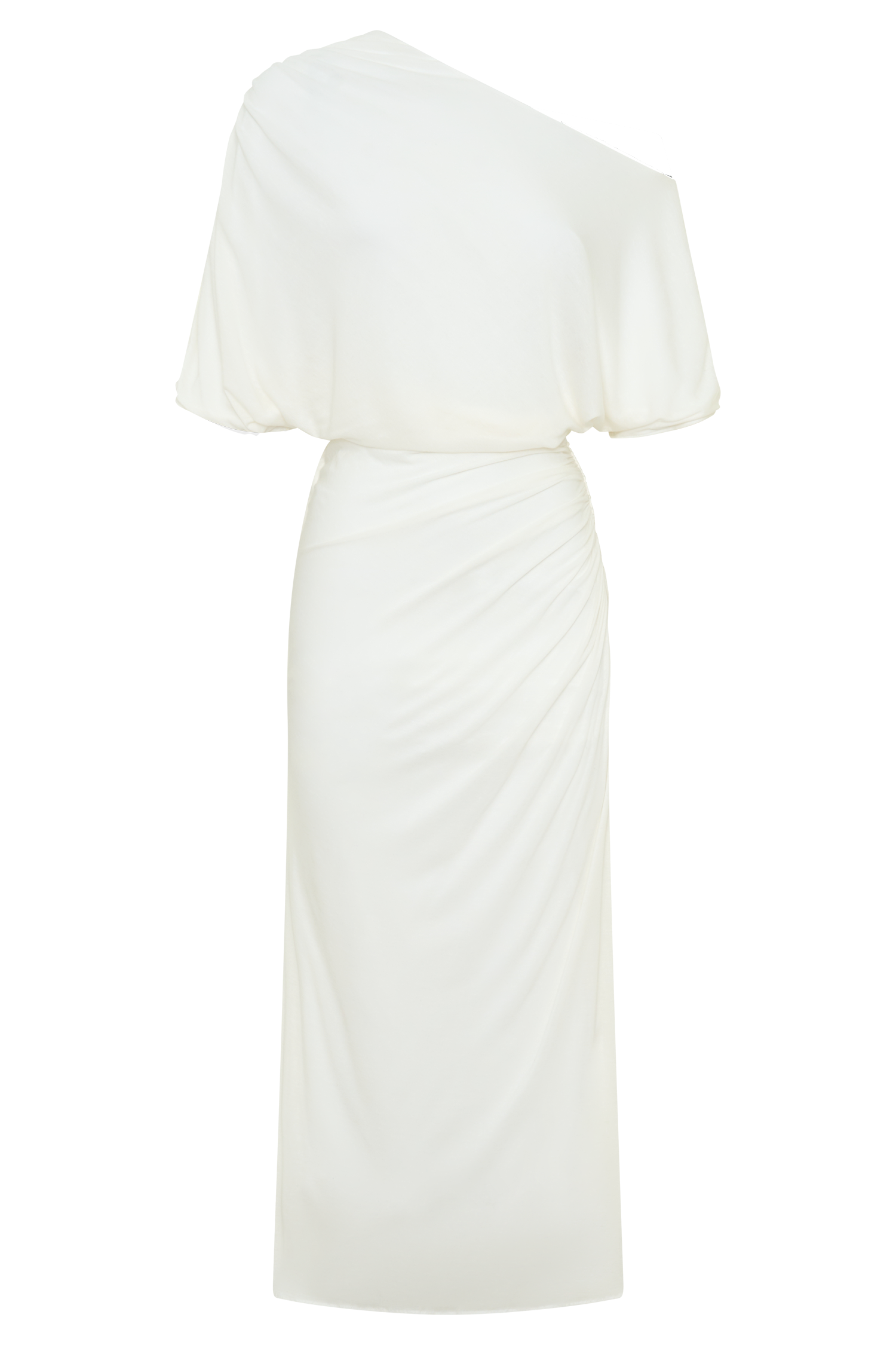 Alva Wool Lyocell Draped Midi Dress - White #7