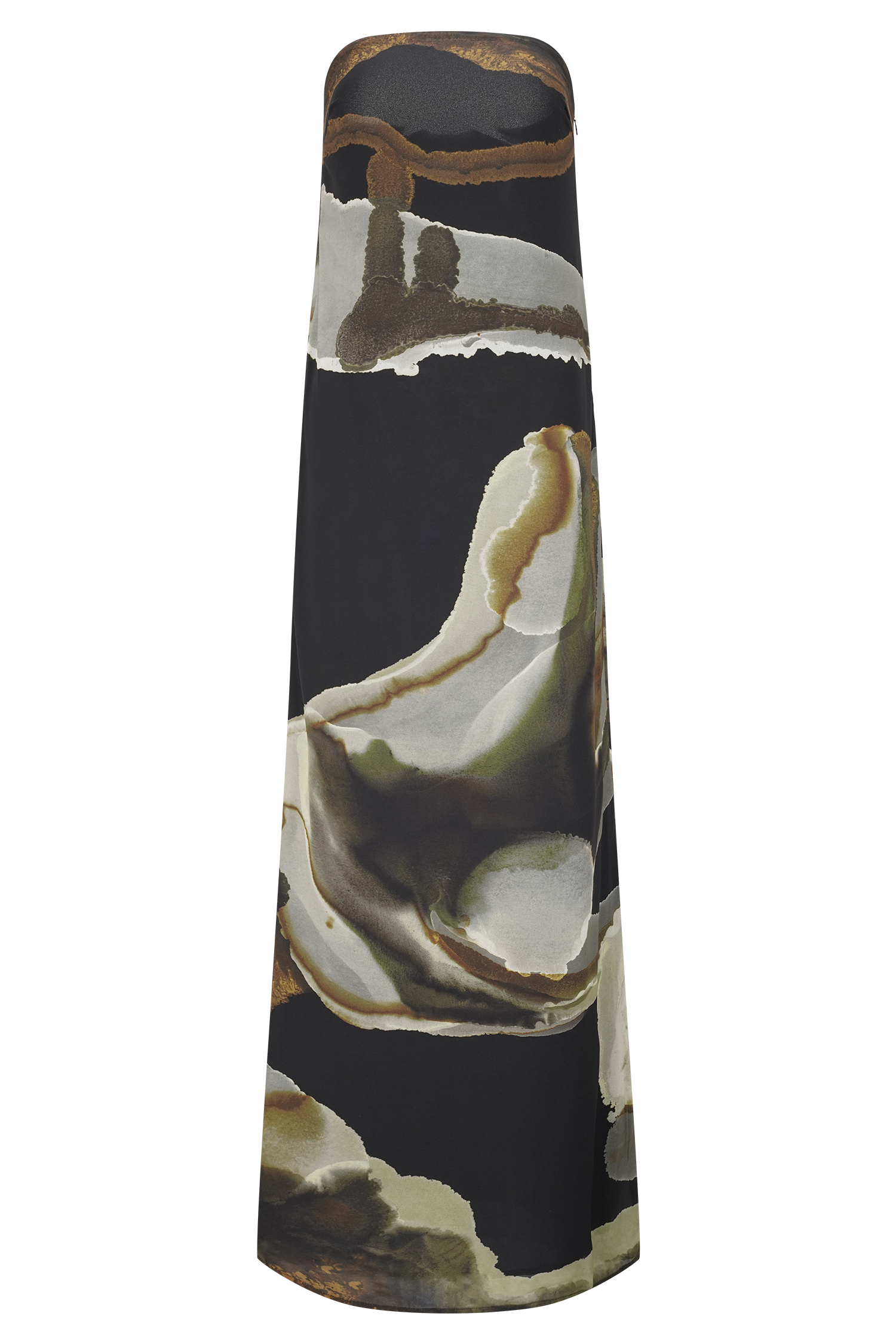 Amaya Strapless Chiffon Maxi Dress - Green Fluid Reverie Print #9