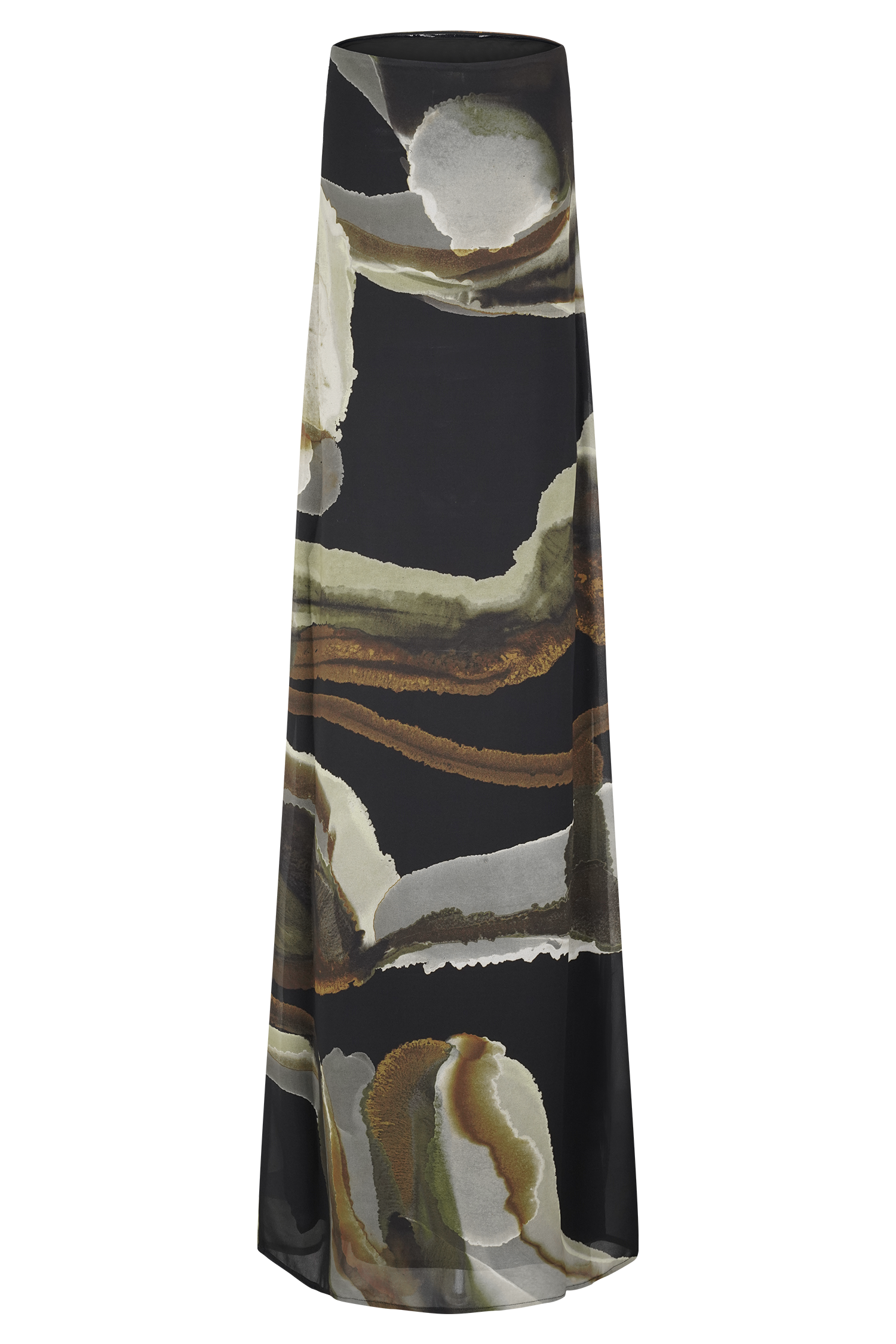 Amaya Strapless Chiffon Maxi Dress - Green Fluid Reverie Print #8