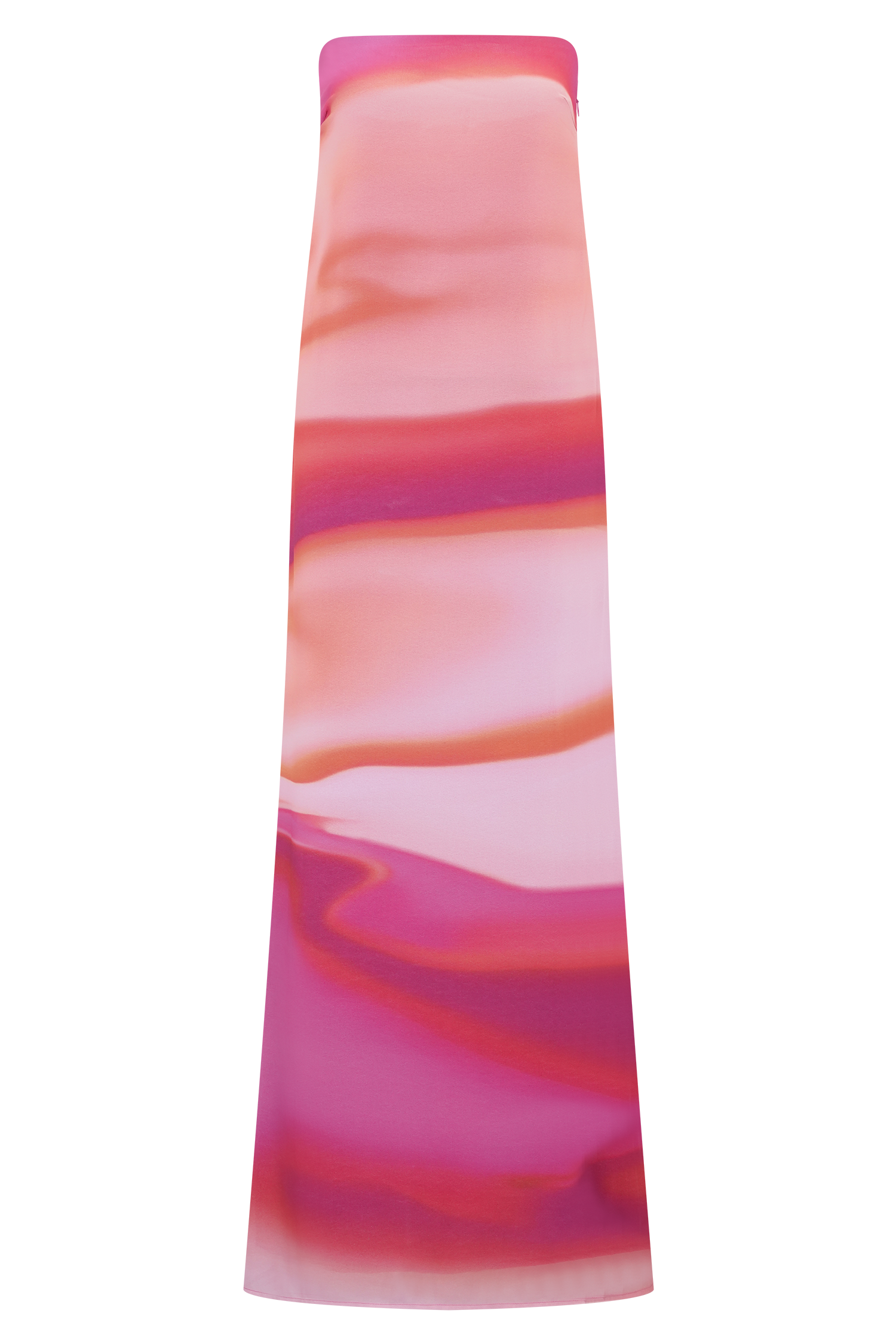 Amaya Strapless Chiffon Maxi Dress - Pink Sunset Print #8
