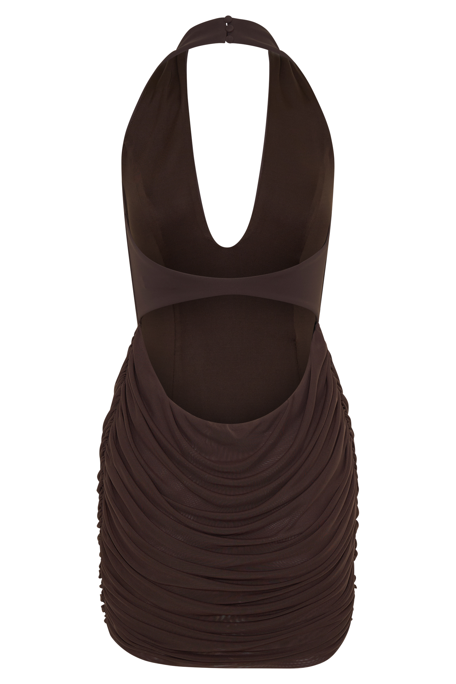 Anari Gathered Scuba Mini Dress - Dark Chocolate #8