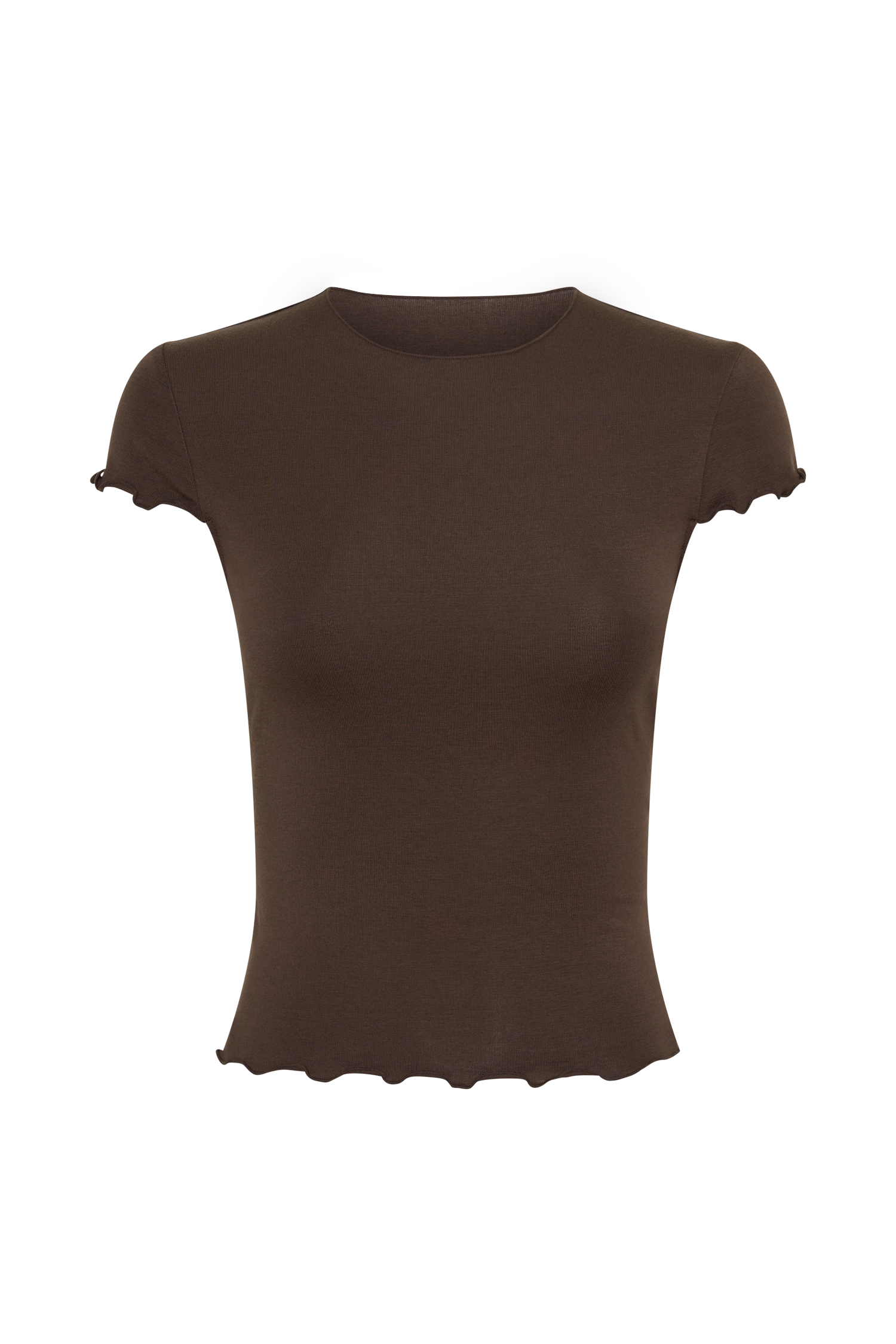 Anfie High Neck Top With Piping Detail - Dark Chocolate #9