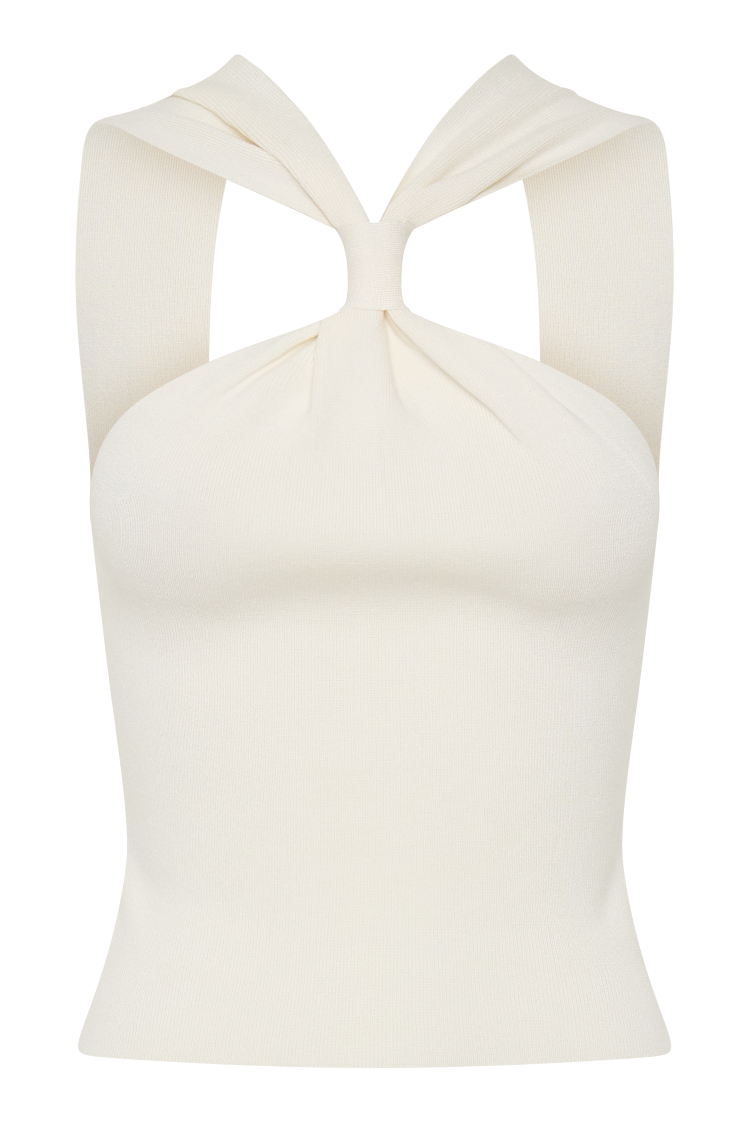Angelika Twist Front Knit Top - Ivory #8