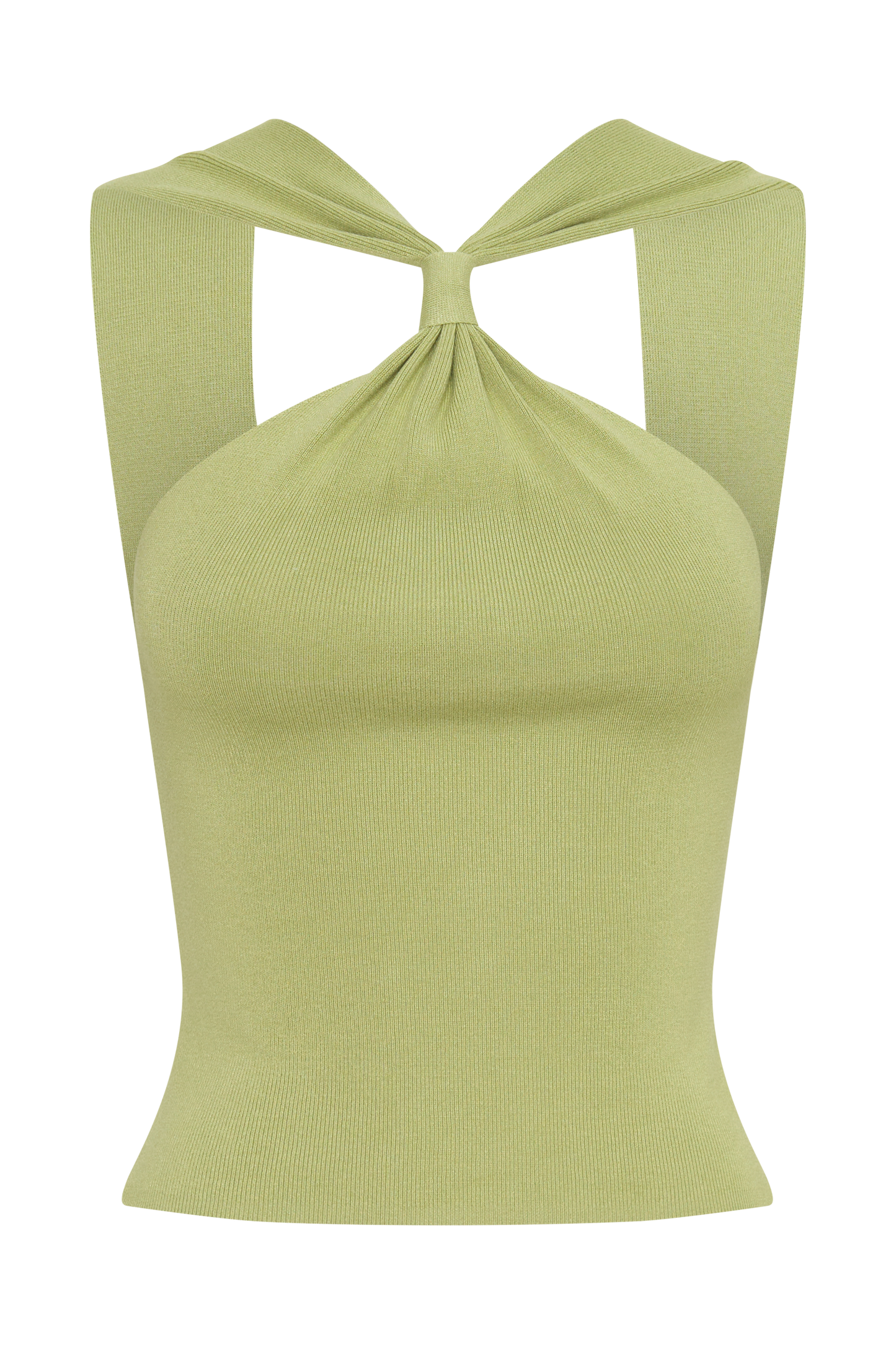 Angelika Twist Front Knit Top - Light Olive
