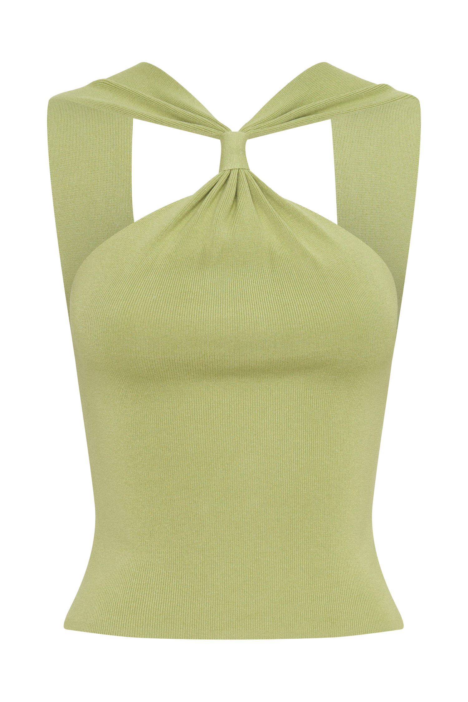 Angelika Twist Front Knit Top - Light Olive #11