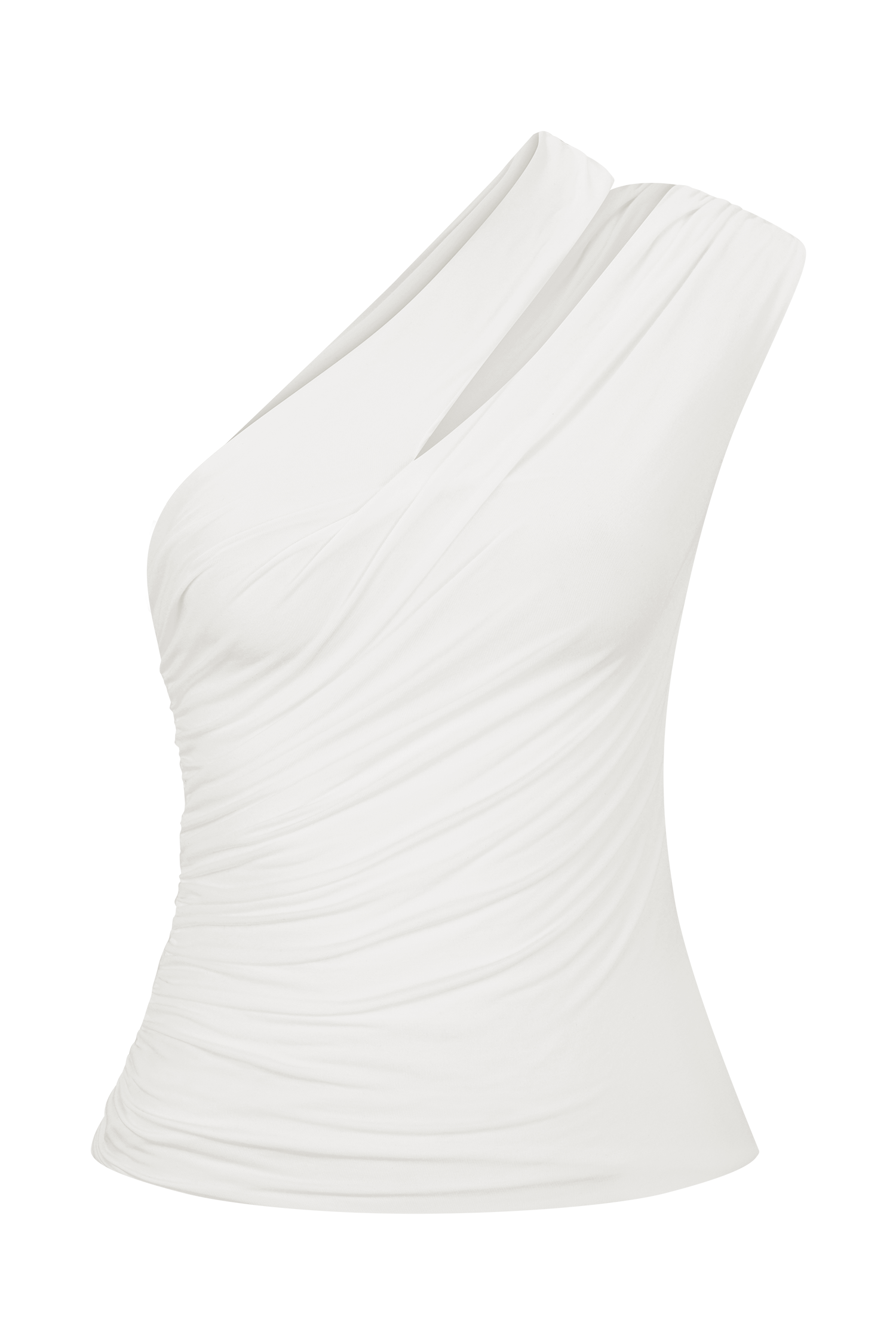 Anna One Shoulder Modal Top - White #7