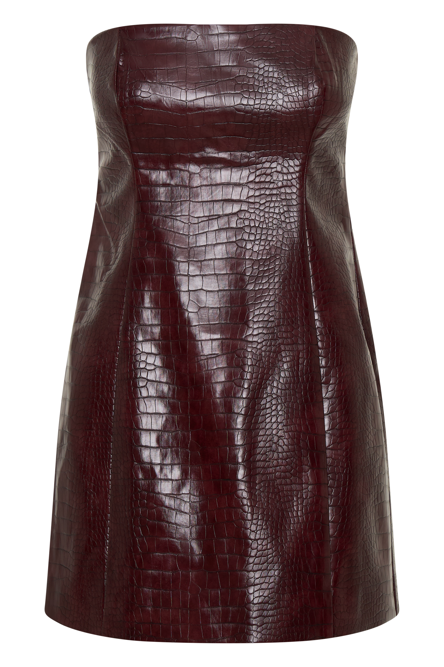 Anouk Faux Leather Strapless Mini Dress - Merlot | MESHKI