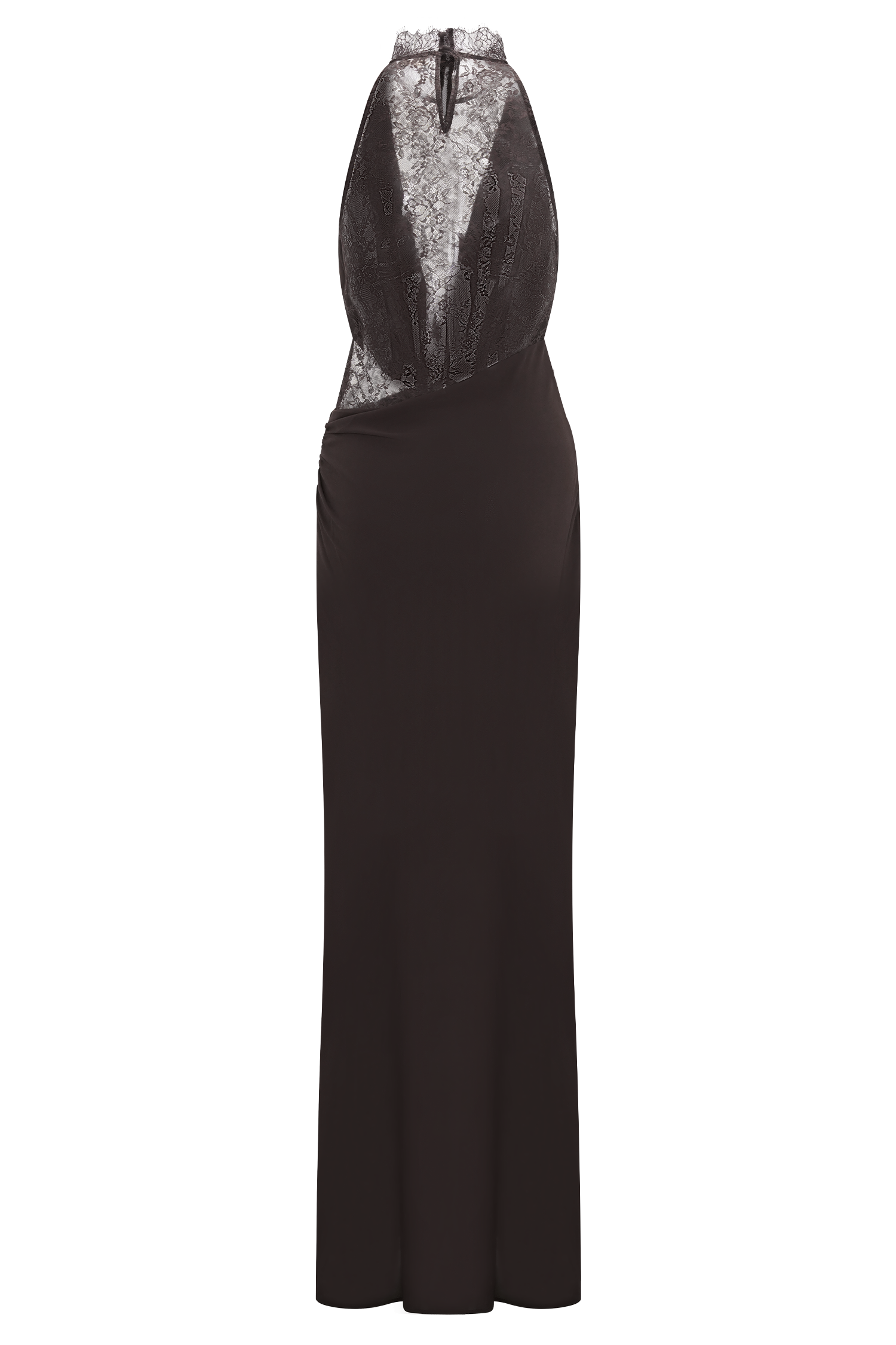 Arra Chiffon And Lace Halter Maxi Dress - Cacao Brown #8