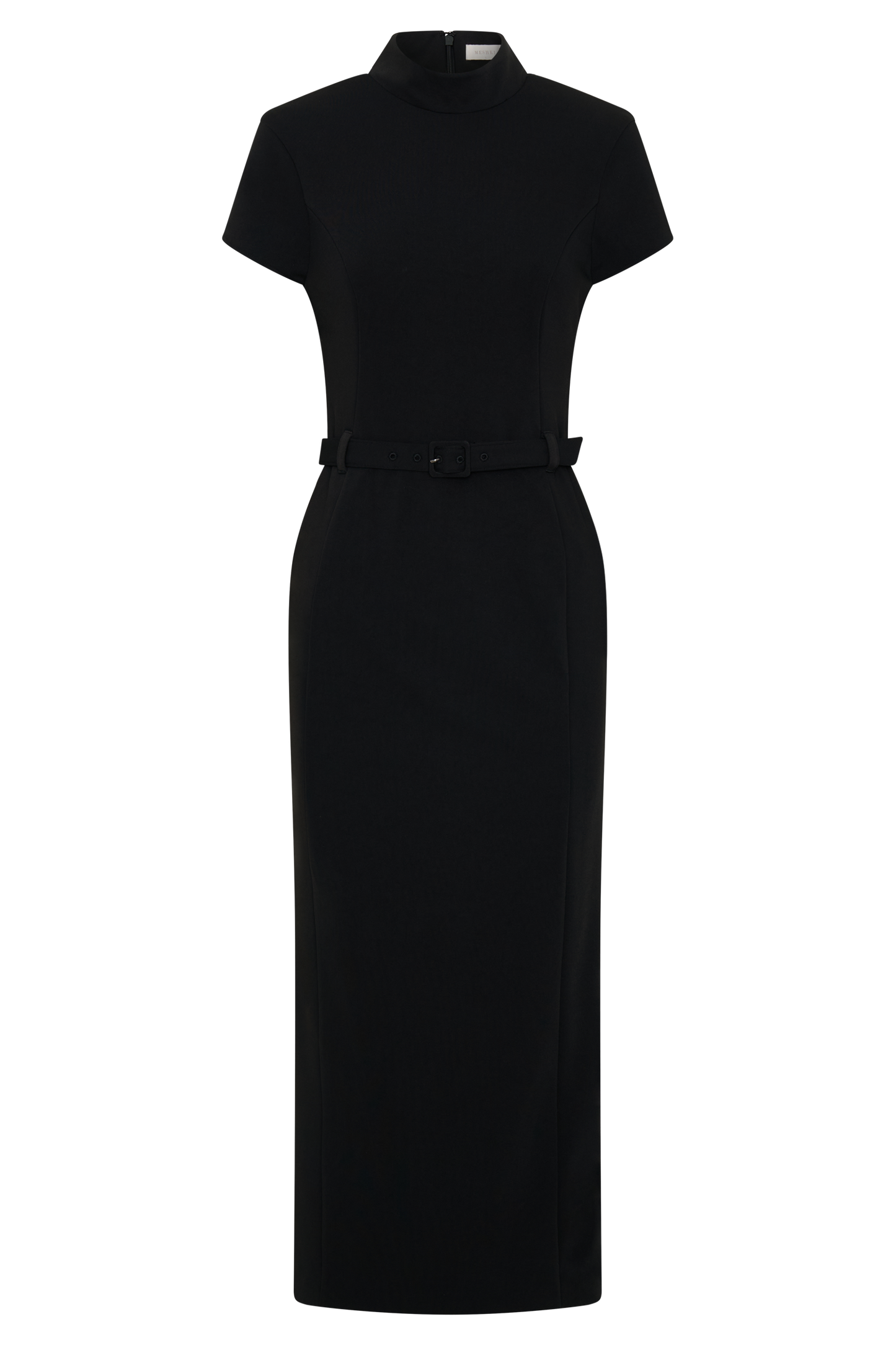 Arwyn Short Sleeve Crepe Midi Dress - Black