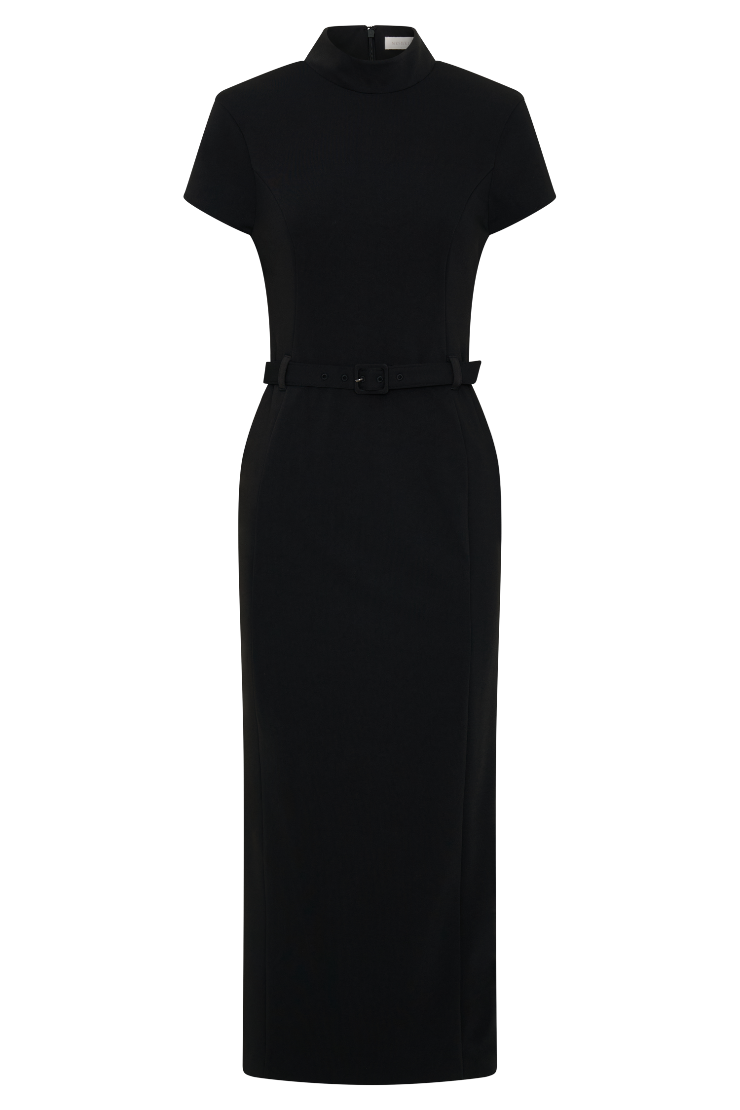 Arwyn Short Sleeve Crepe Midi Dress - Black #7