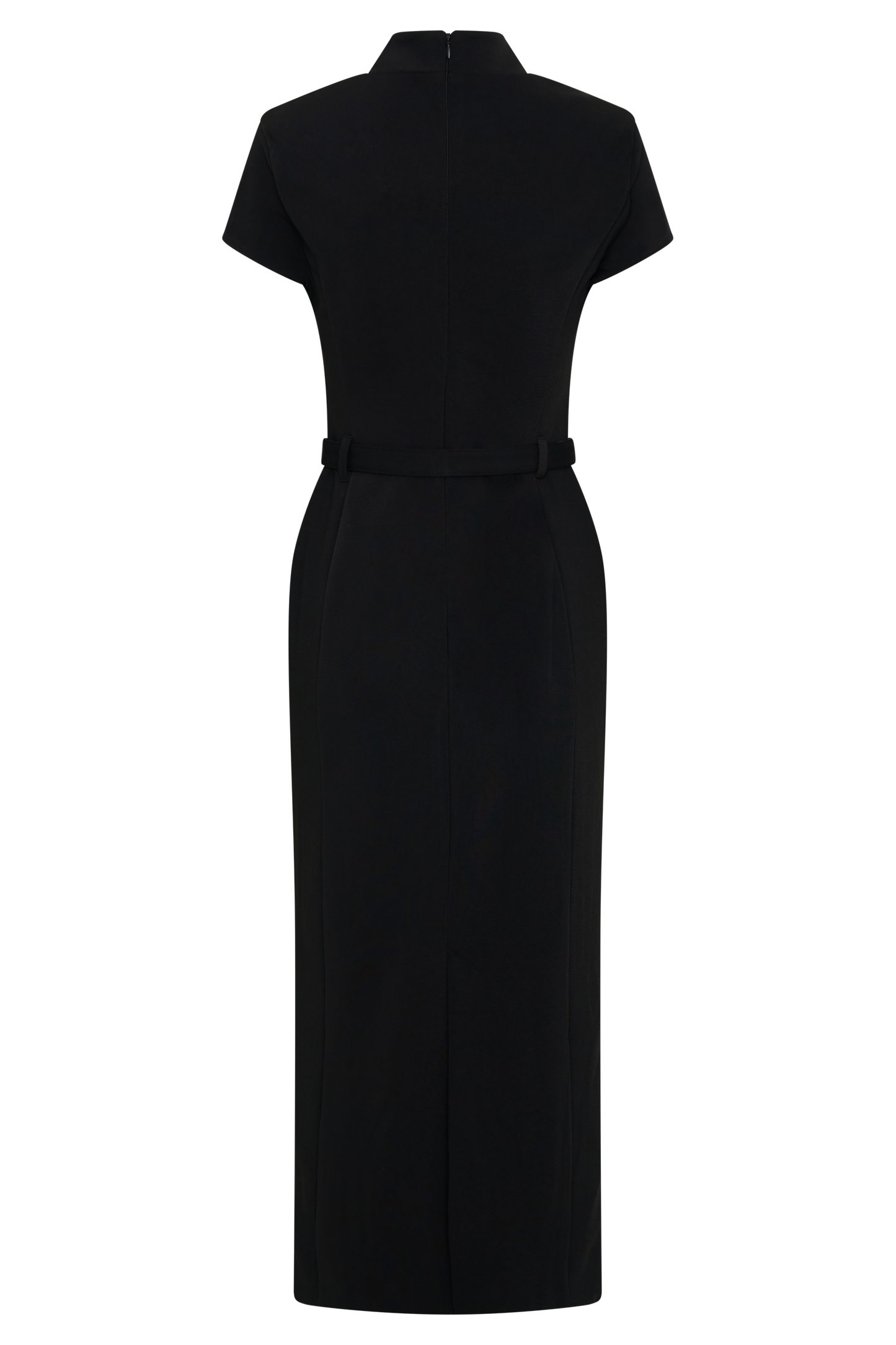 Arwyn Short Sleeve Crepe Midi Dress - Black
