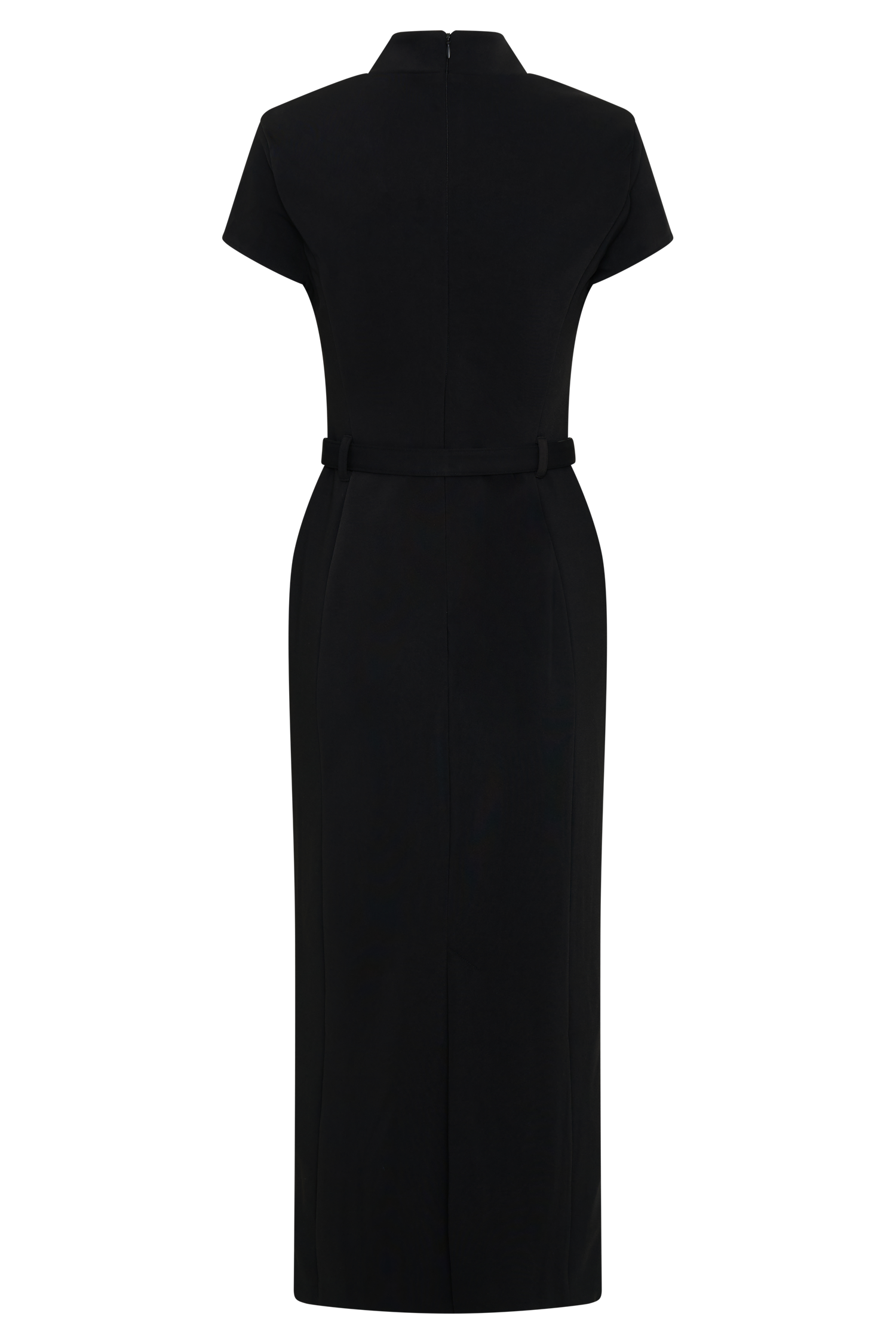 Arwyn Short Sleeve Crepe Midi Dress - Black #6