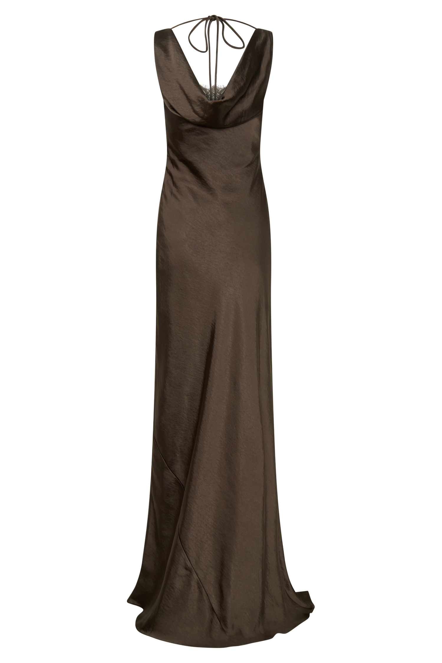 Ashley Cowl Neck Lace And Satin Maxi Dress - Mocha #5