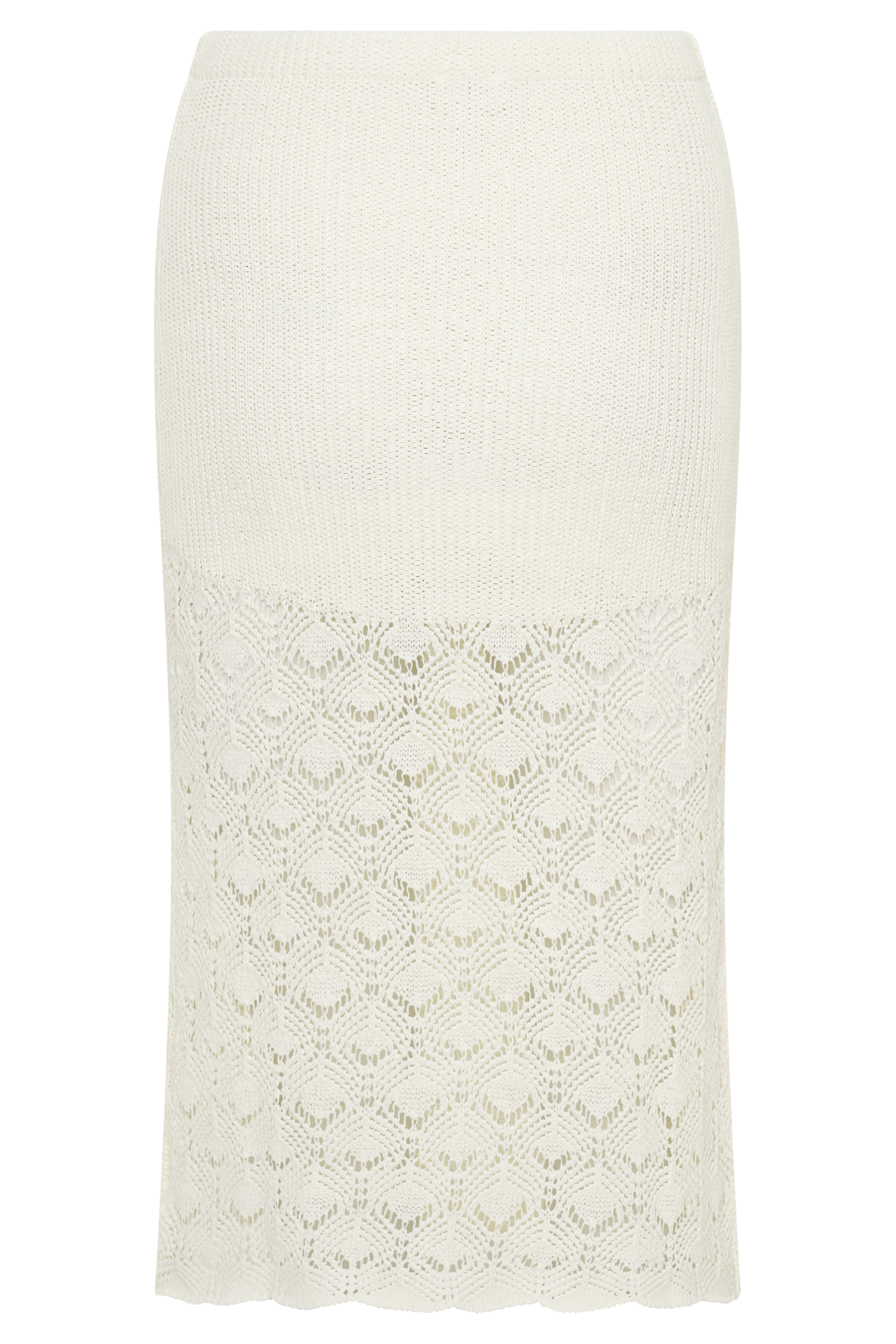 Atlantis Crochet Knit Midi Skirt - White #10