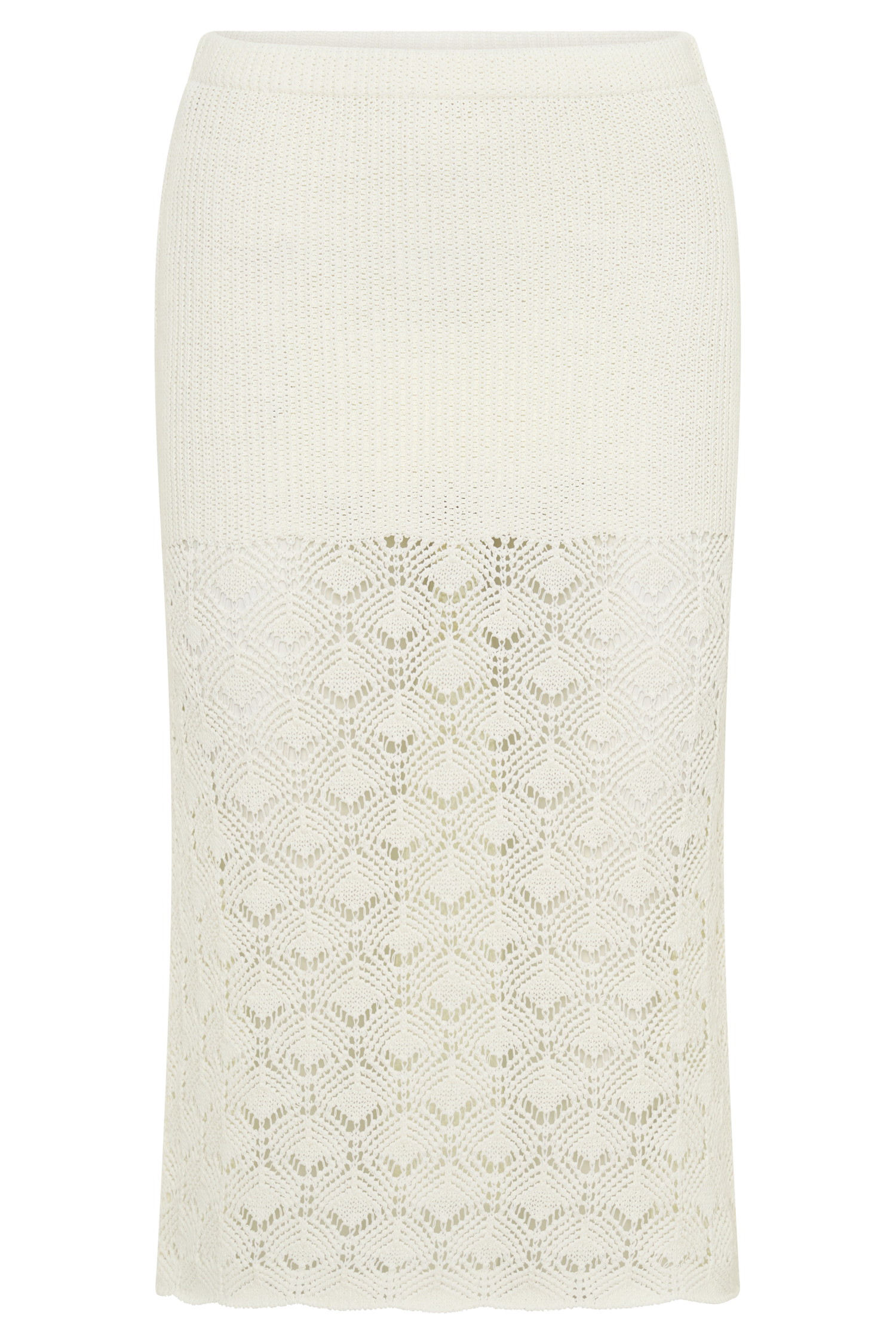 Atlantis Crochet Knit Midi Skirt - White #11