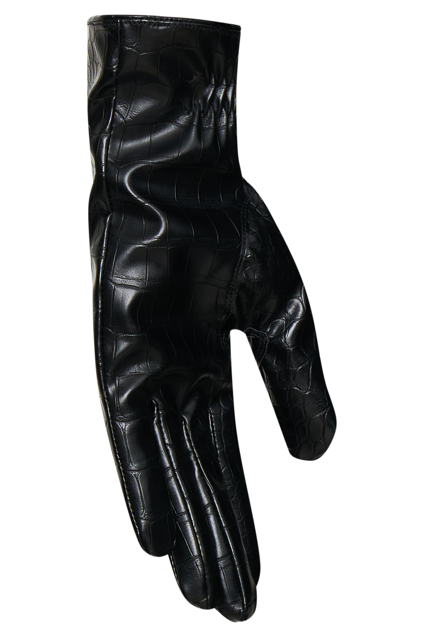 Atlas Faux Leather Crocodile Gloves - Black