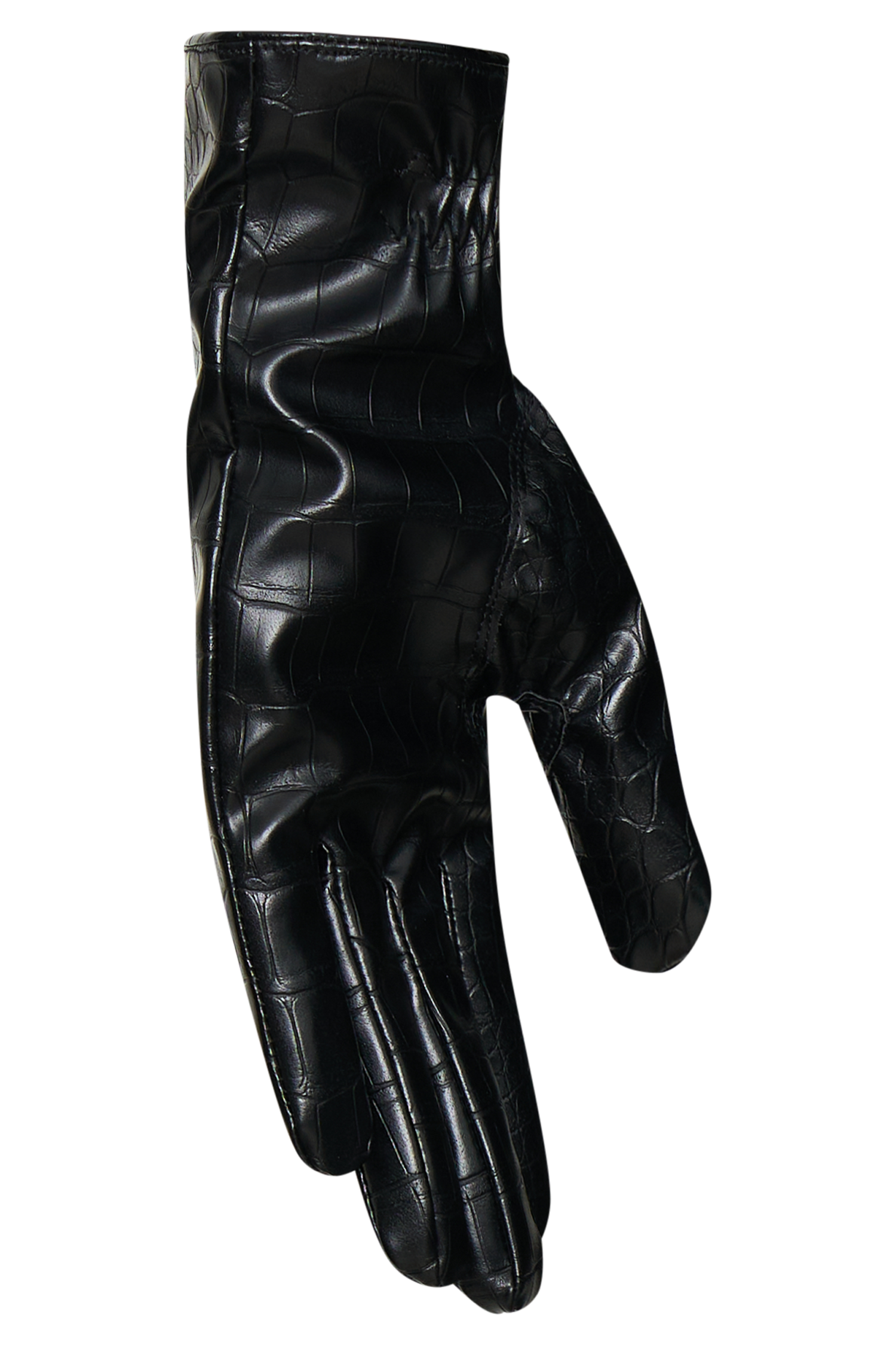 Atlas Faux Leather Crocodile Gloves - Black #7