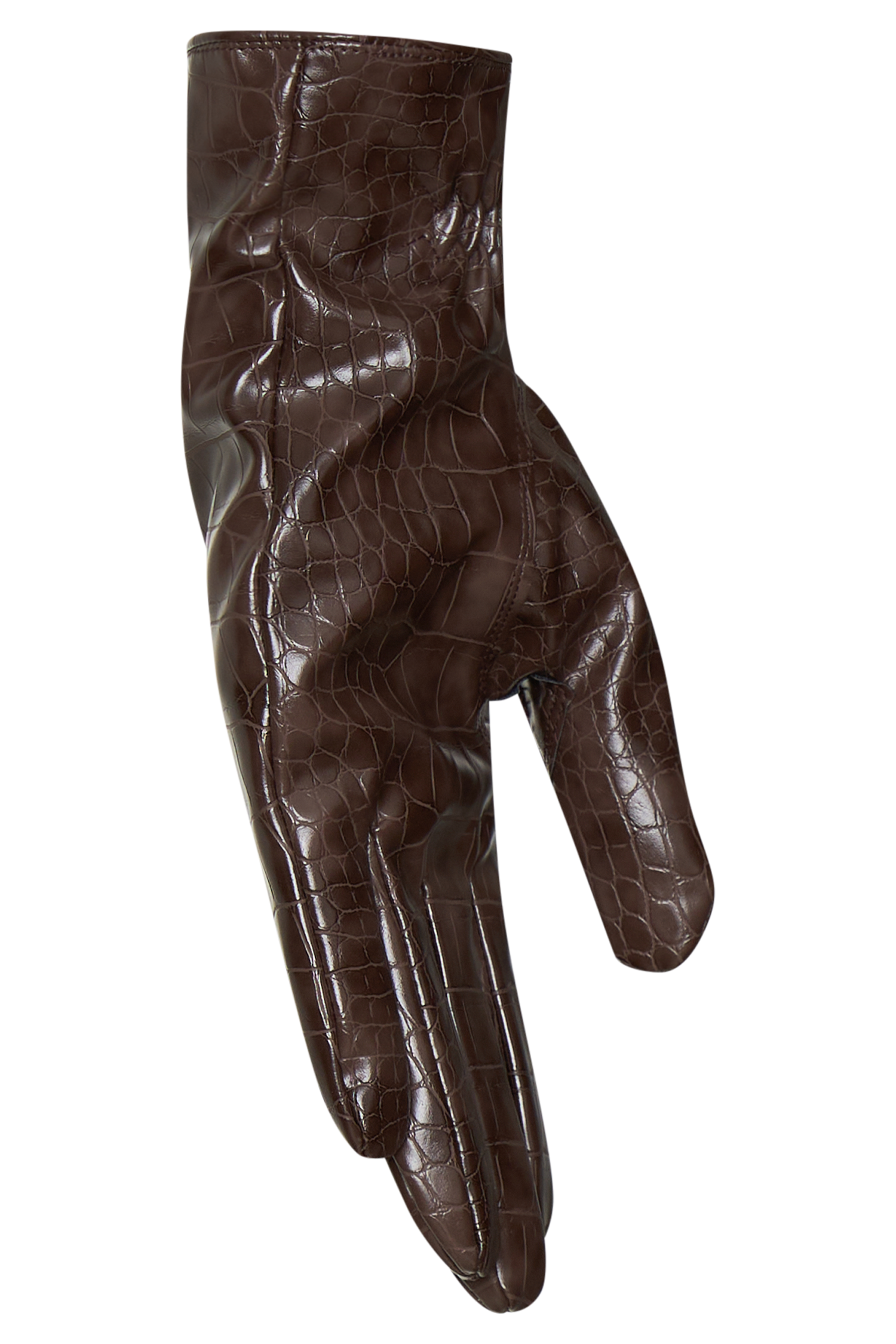 Atlas Faux Leather Crocodile Gloves - Chocolate #6