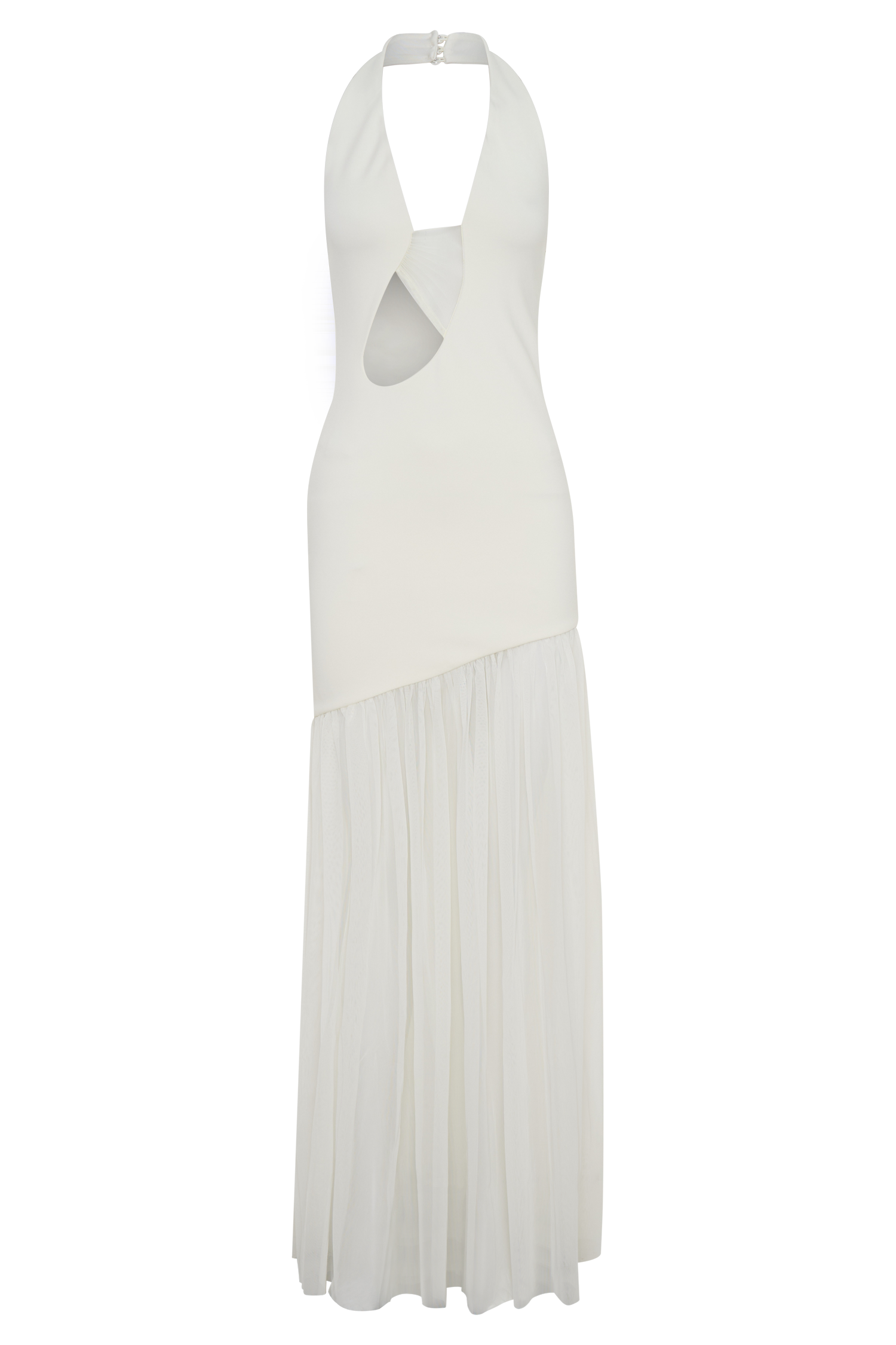 Aubree Crepe And Mesh Maxi Dress - Ivory #7