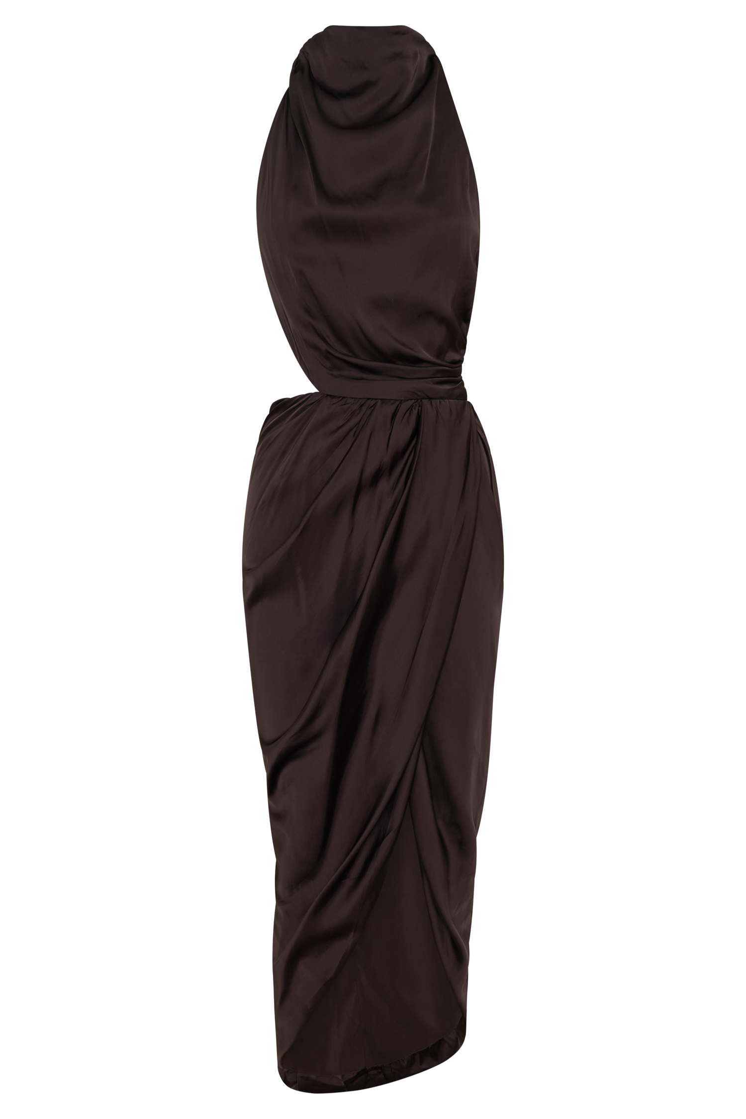 Aveline Draped Halter Midi Dress - Dark Chocolate #6