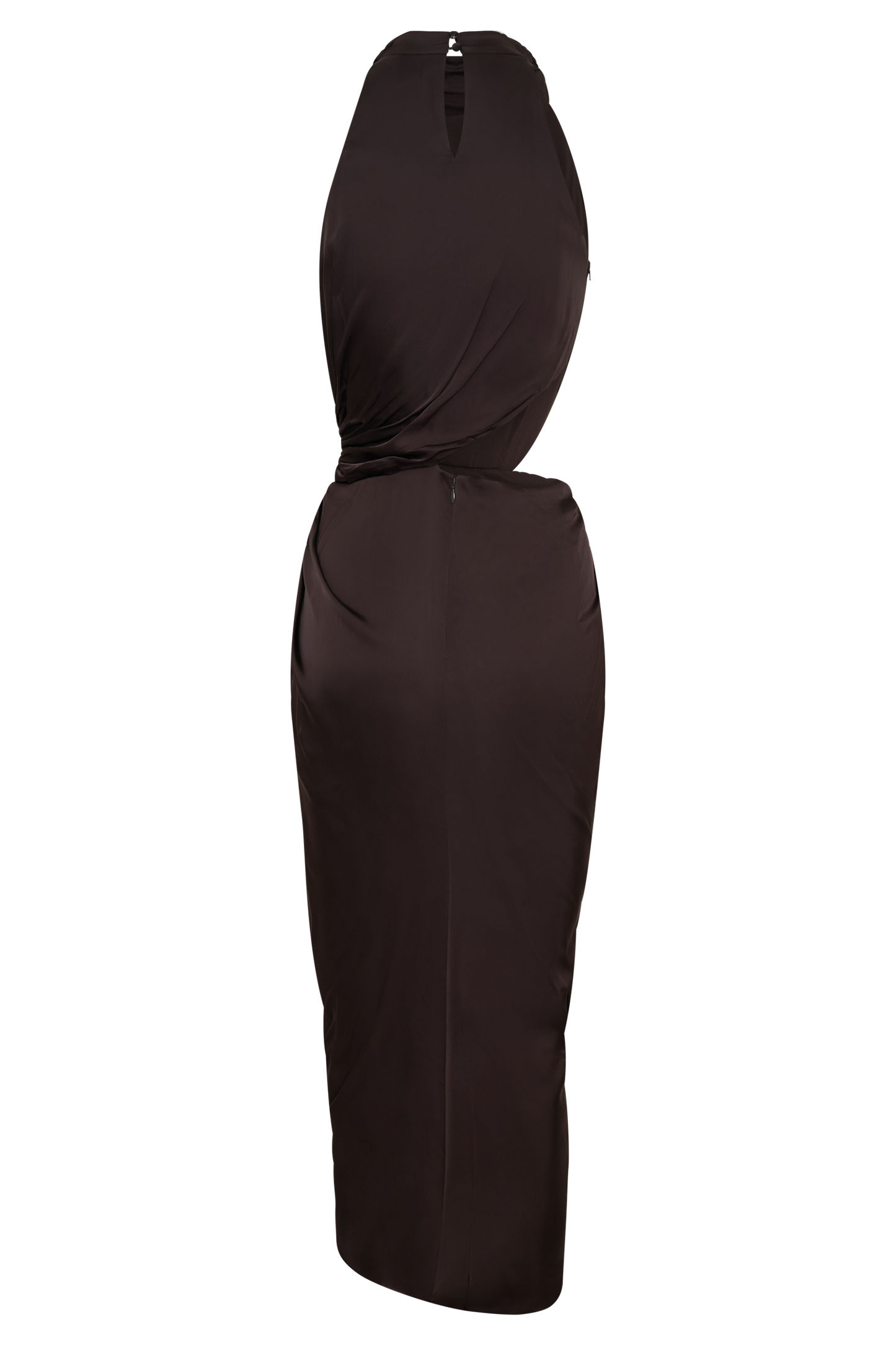 Aveline Draped Halter Midi Dress - Dark Chocolate