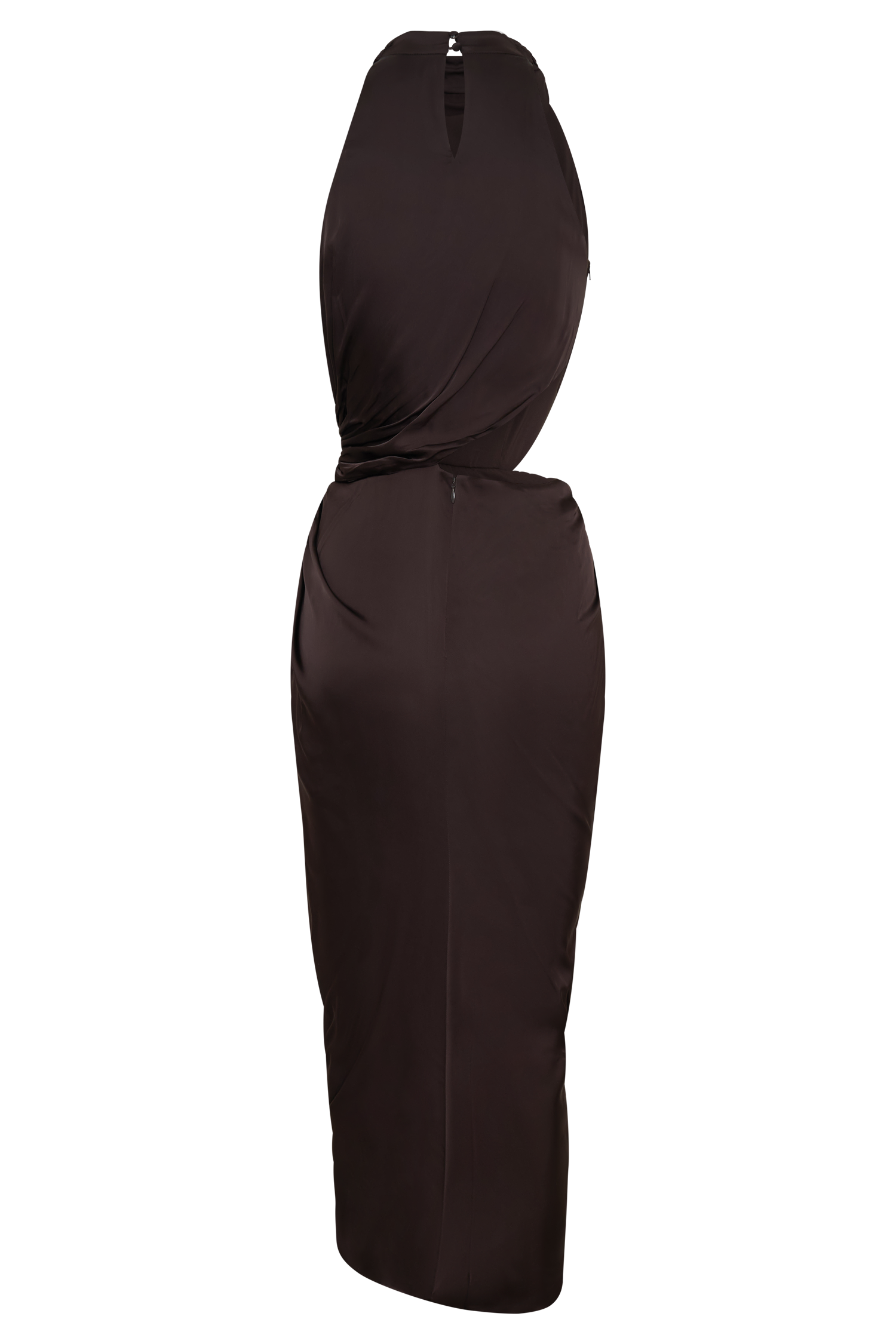 Aveline Draped Halter Midi Dress - Dark Chocolate #5