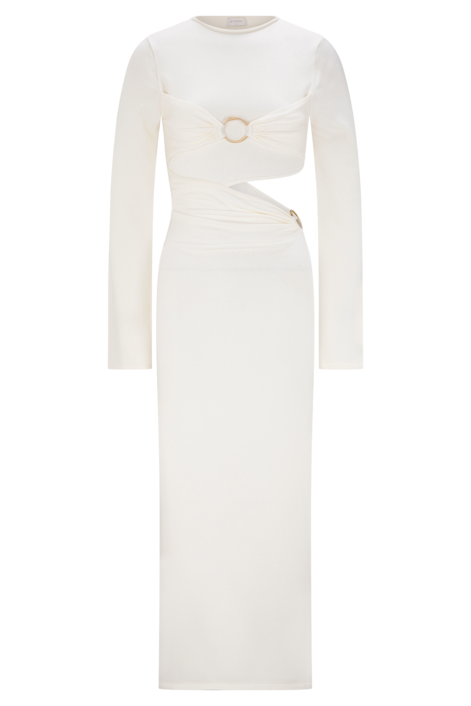 Azariah Long Sleeve Knit Midi Dress Ivory MESHKI