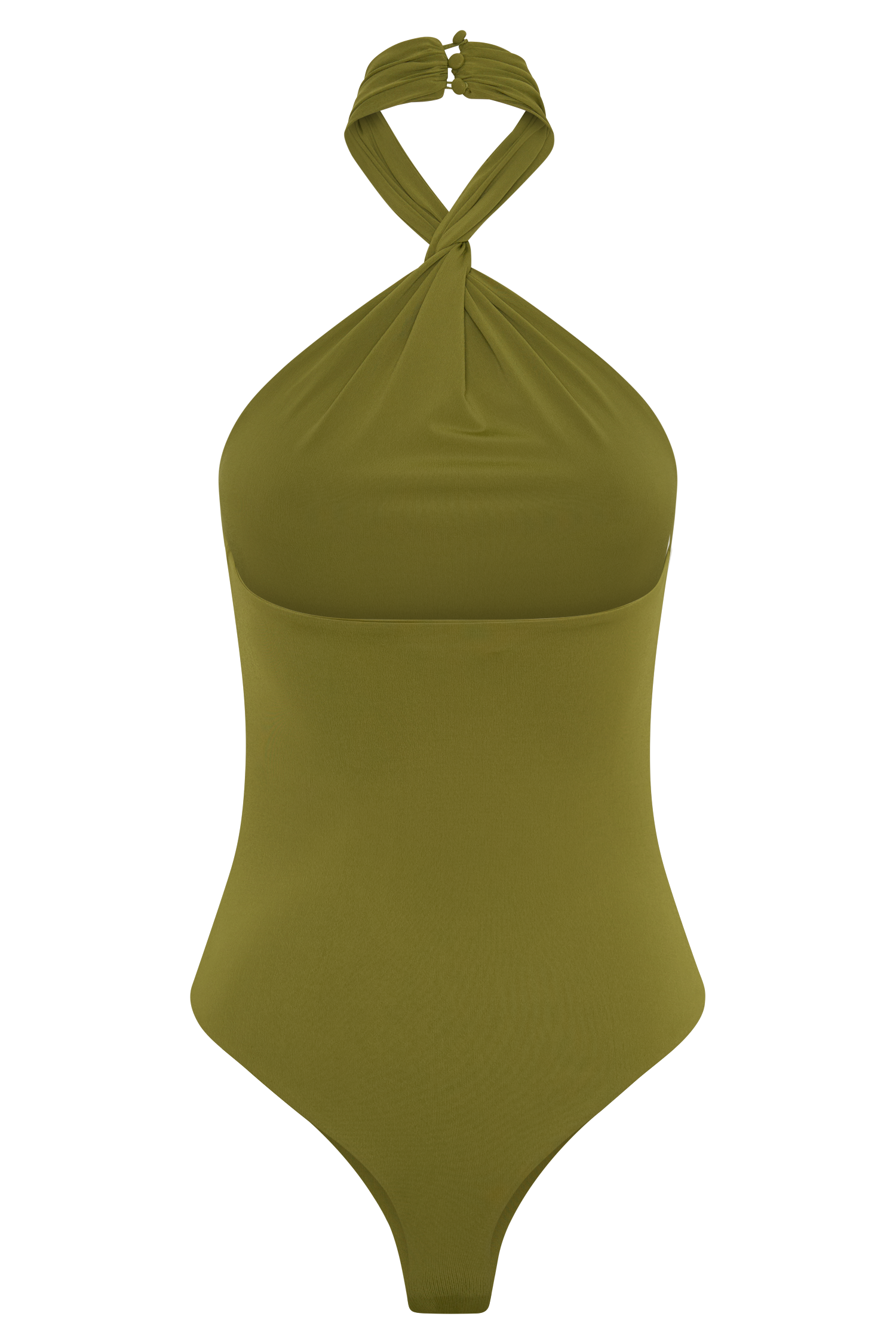 Bambi Twisted Neck Dry Jersey Bodysuit - Martini Olive #8