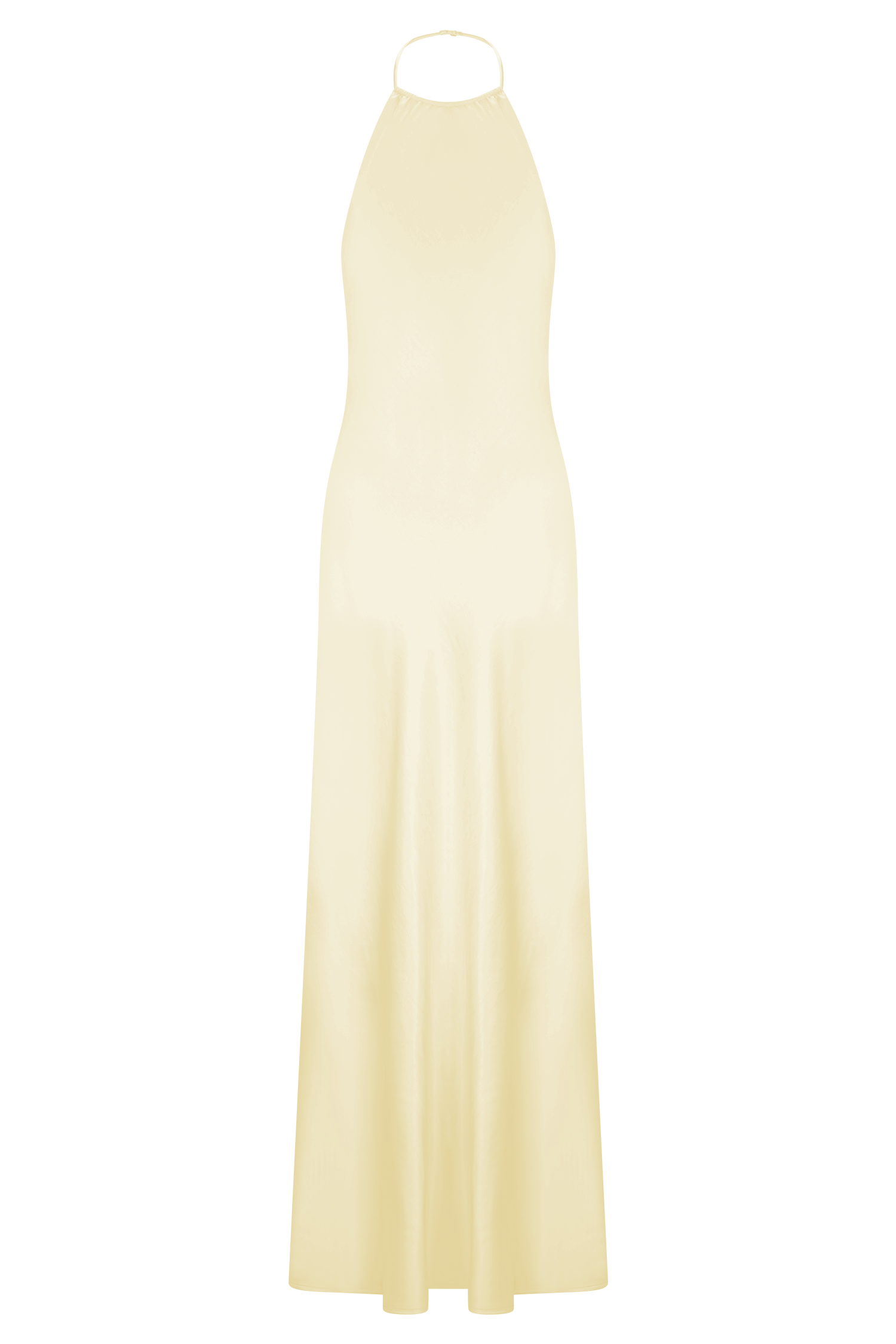 Bella Satin Halter Maxi Dress - Lemon #12